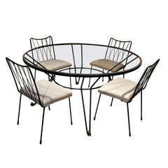 1950s French Inspired Bronze Iron Dining Table Set Six Chairs Arturo Pani