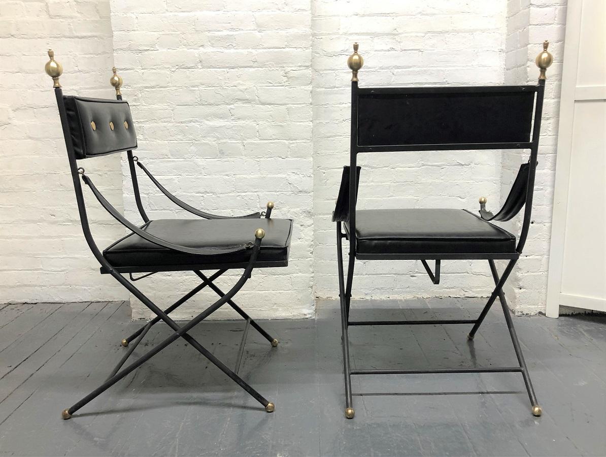 1950s French Iron and Brass Dining Chairs In Good Condition For Sale In New York, NY