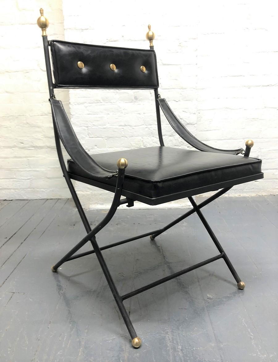 Mid-20th Century 1950s French Iron and Brass Dining Chairs For Sale