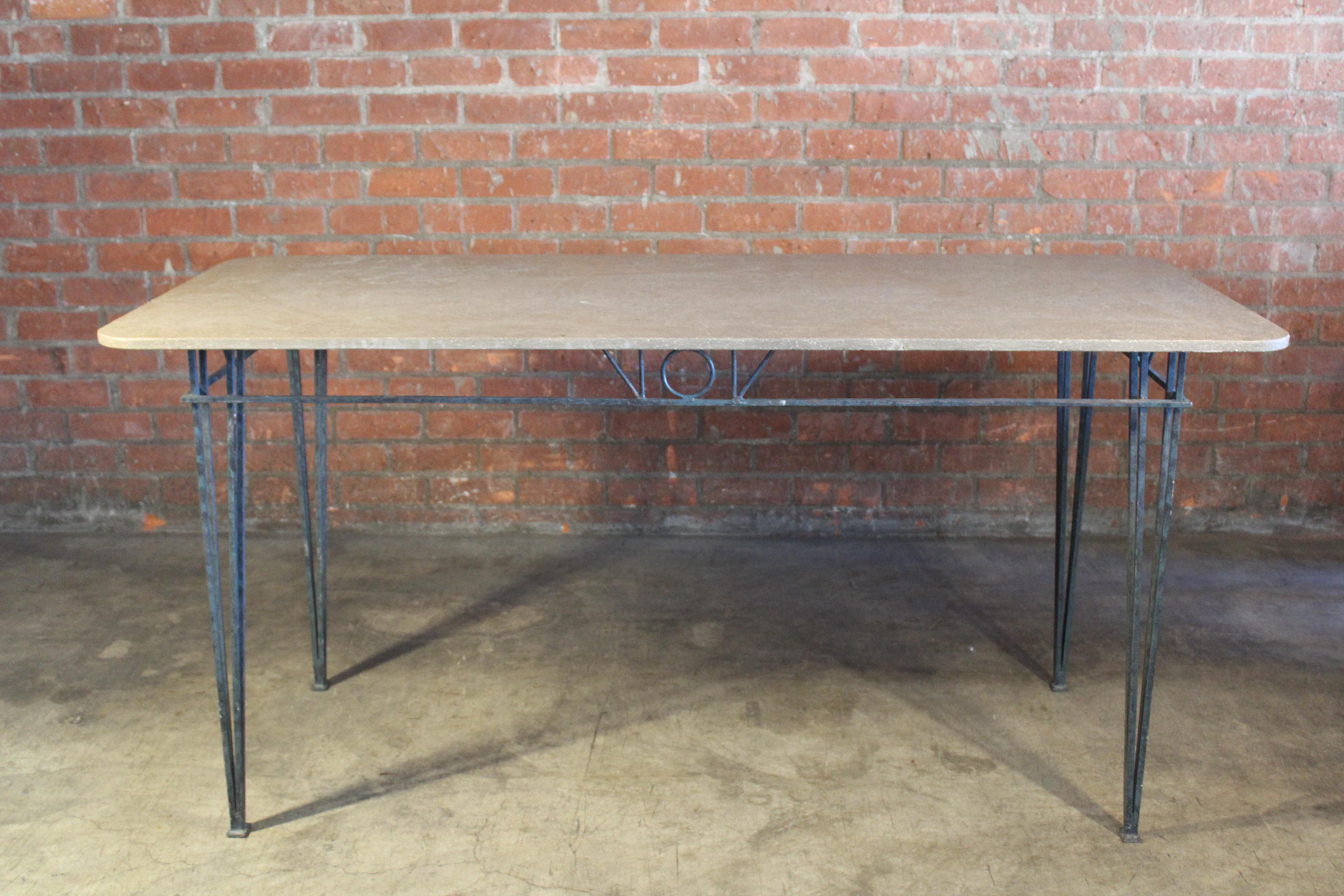 1950s French Iron and Stone Table For Sale 7