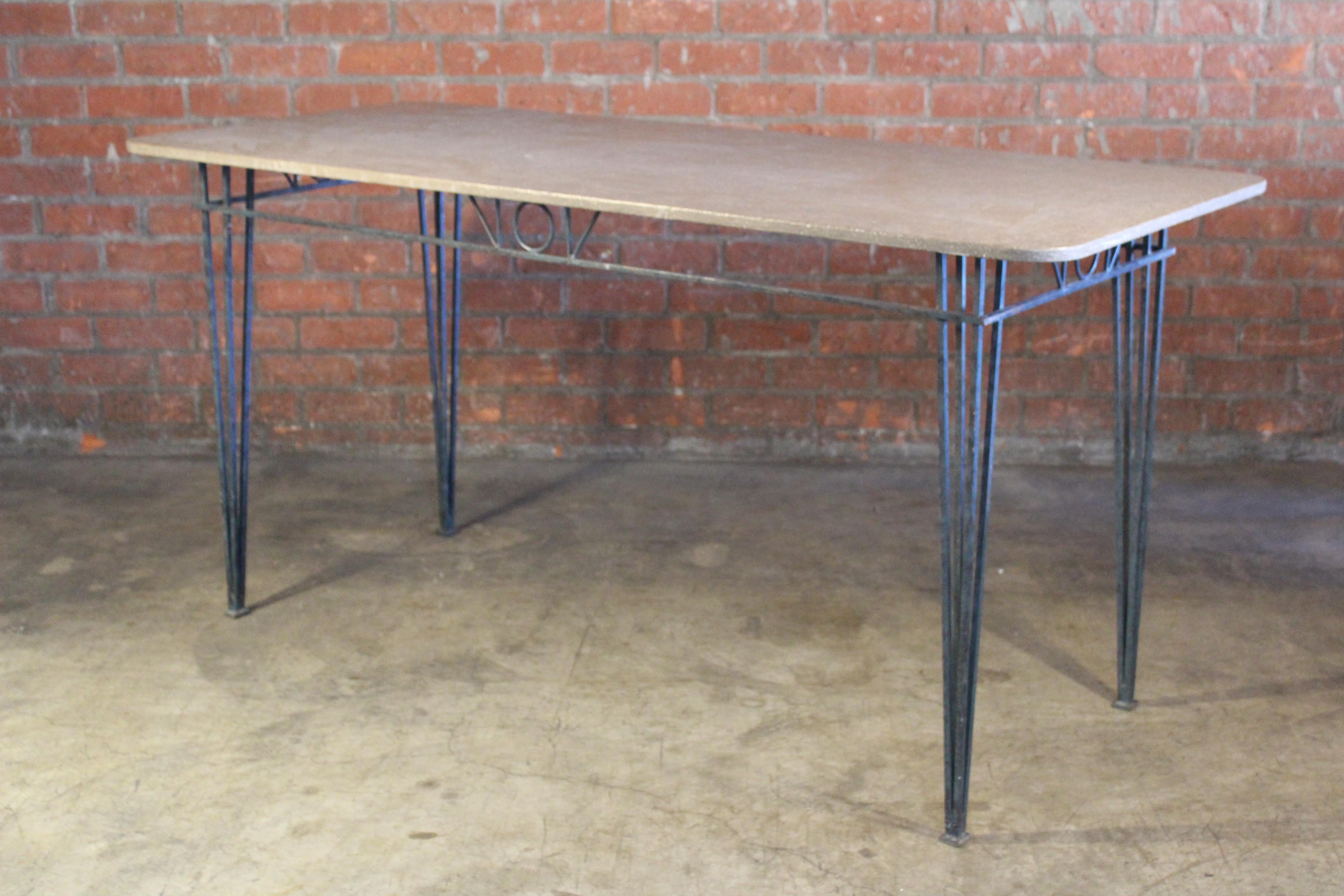 1950s French Iron and Stone Table For Sale 8