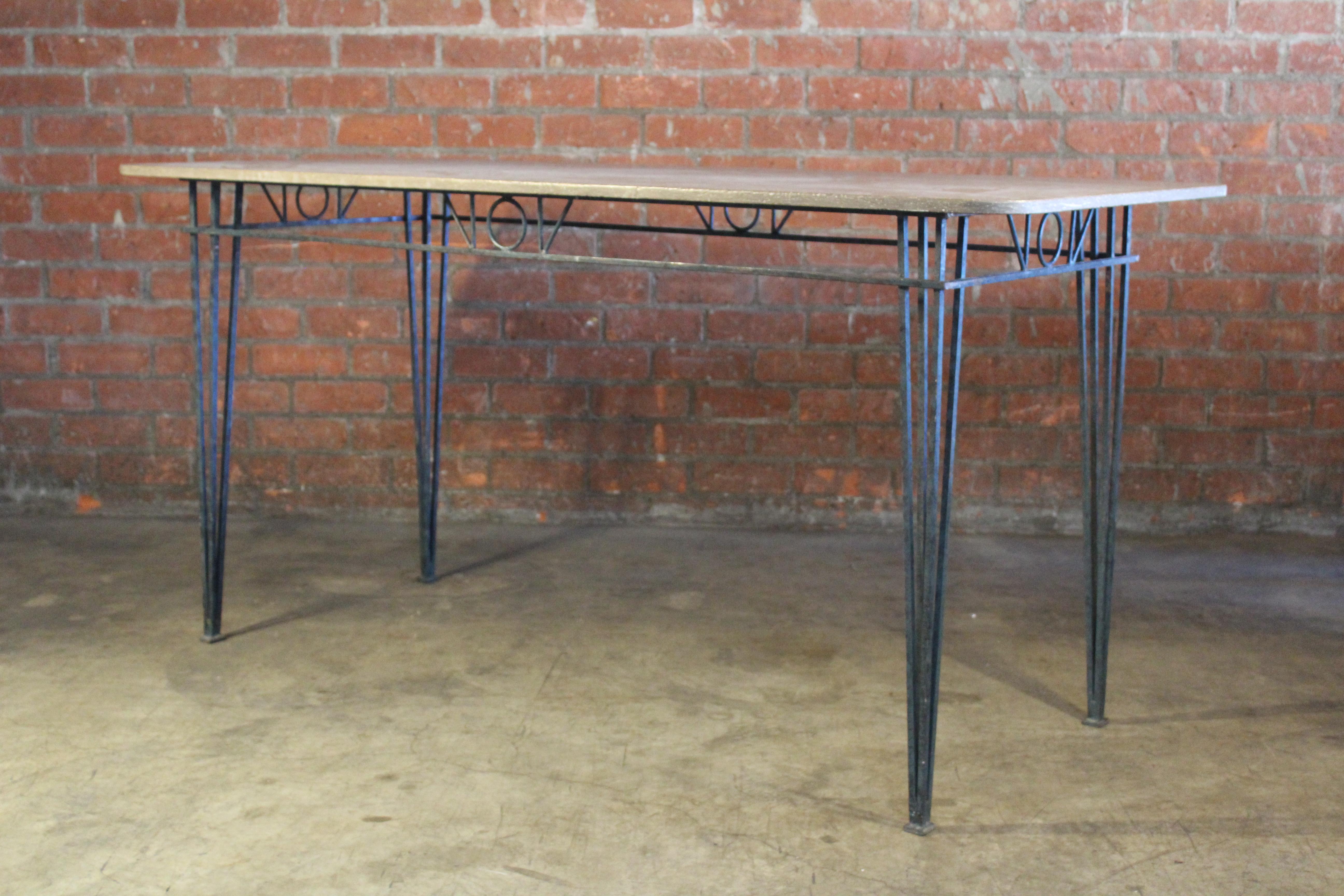 1950s French Iron and Stone Table For Sale 9