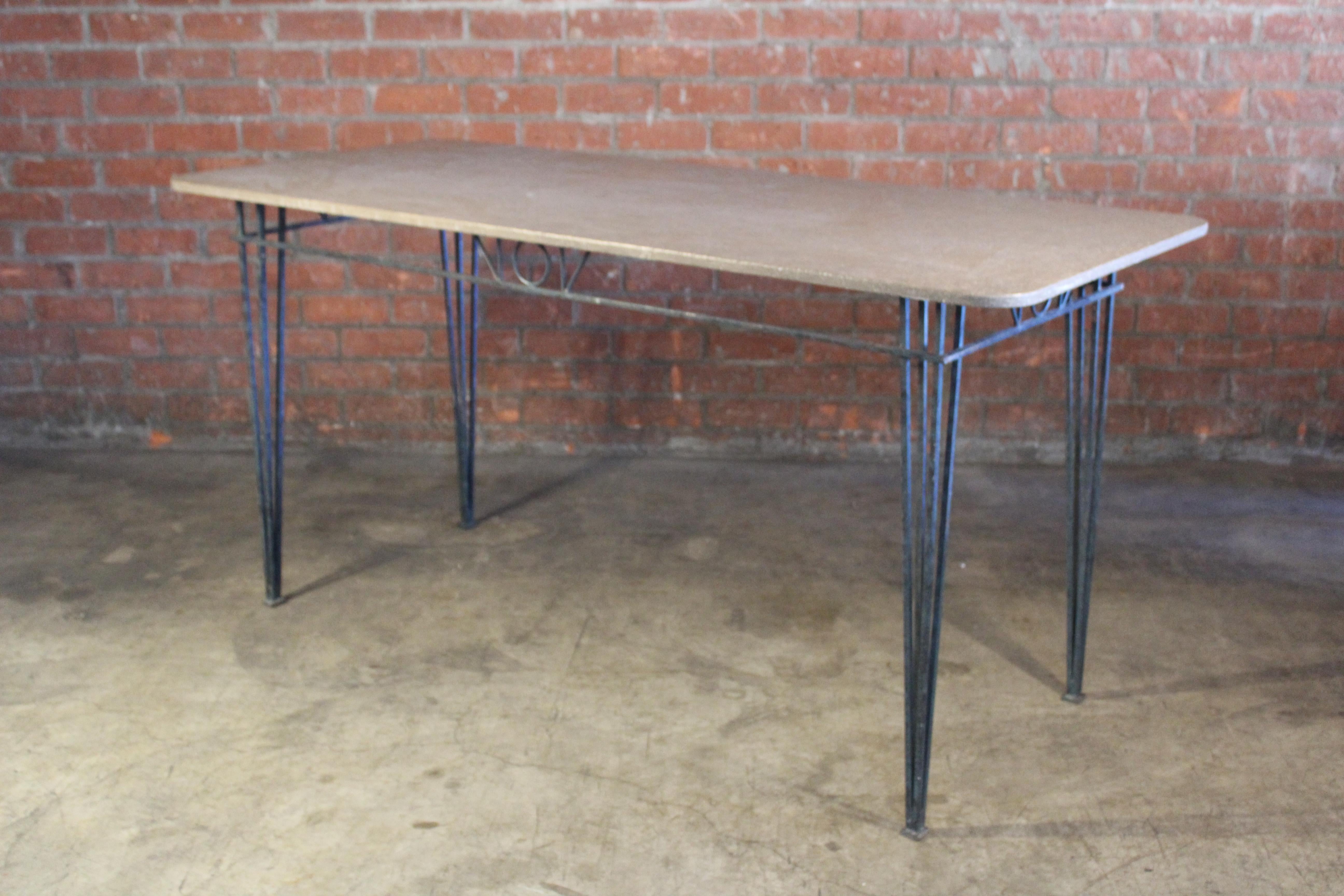 1950s French Iron and Stone Table For Sale 10