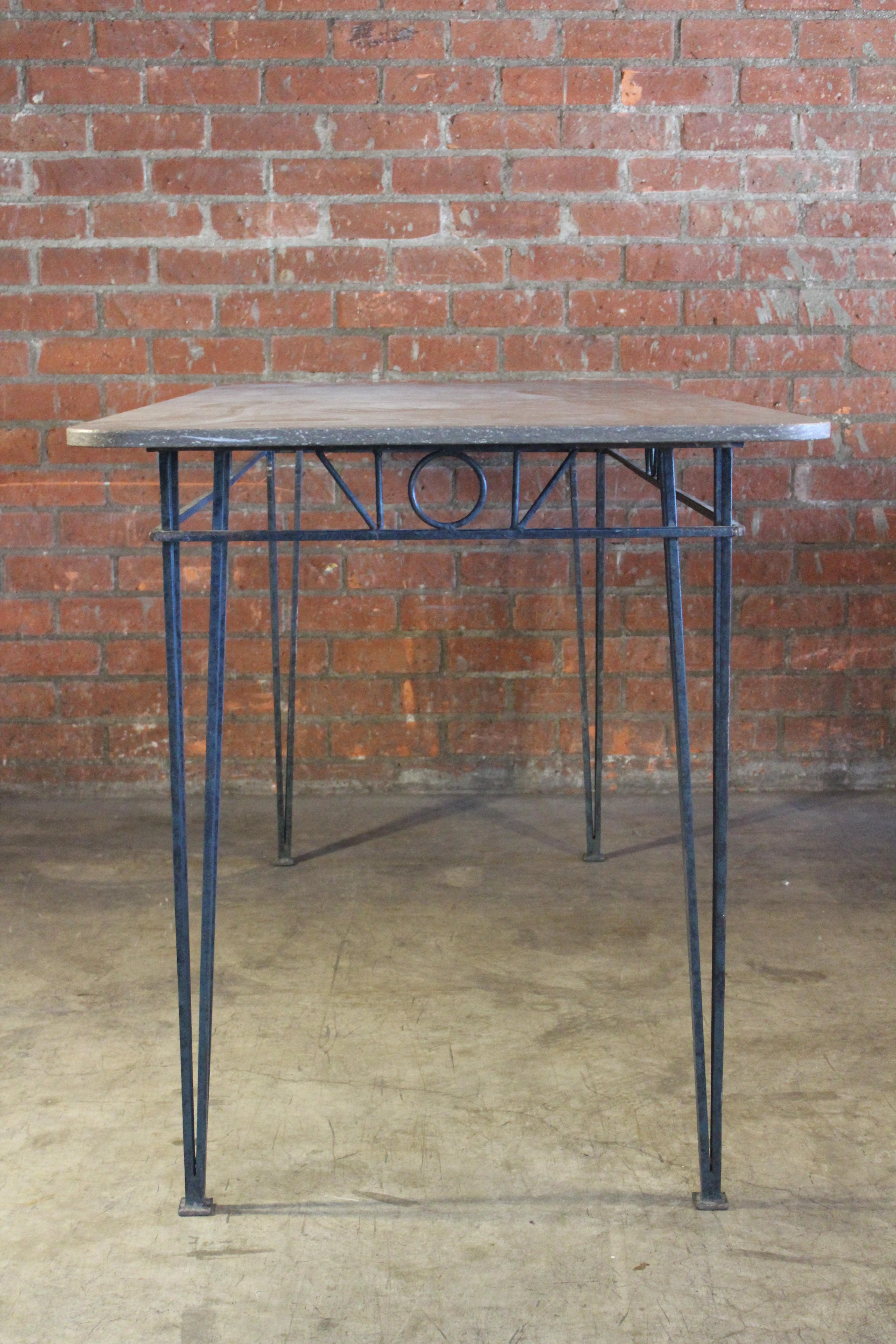 1950s French Iron and Stone Table 11