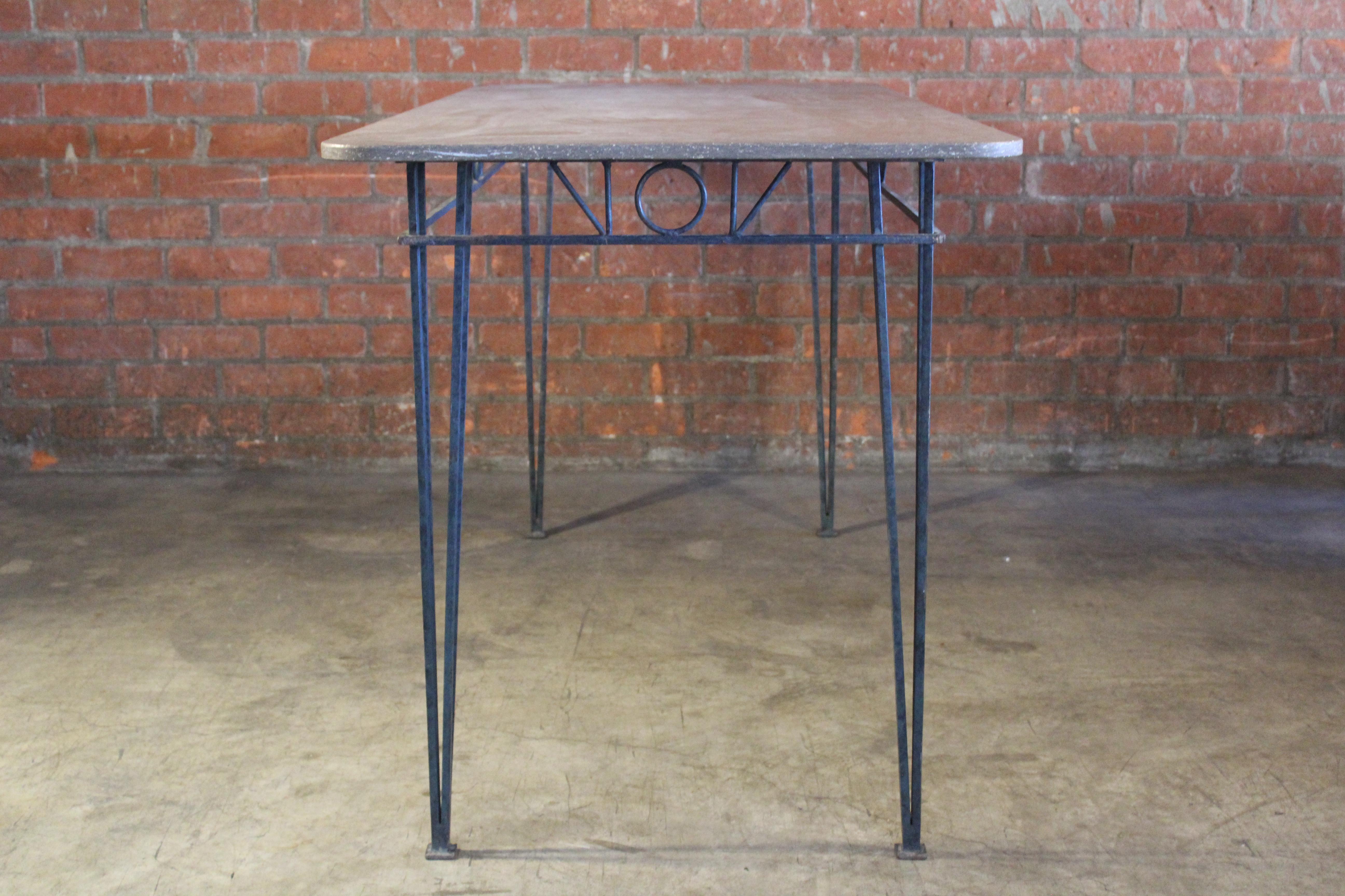 1950s French Iron and Stone Table 12