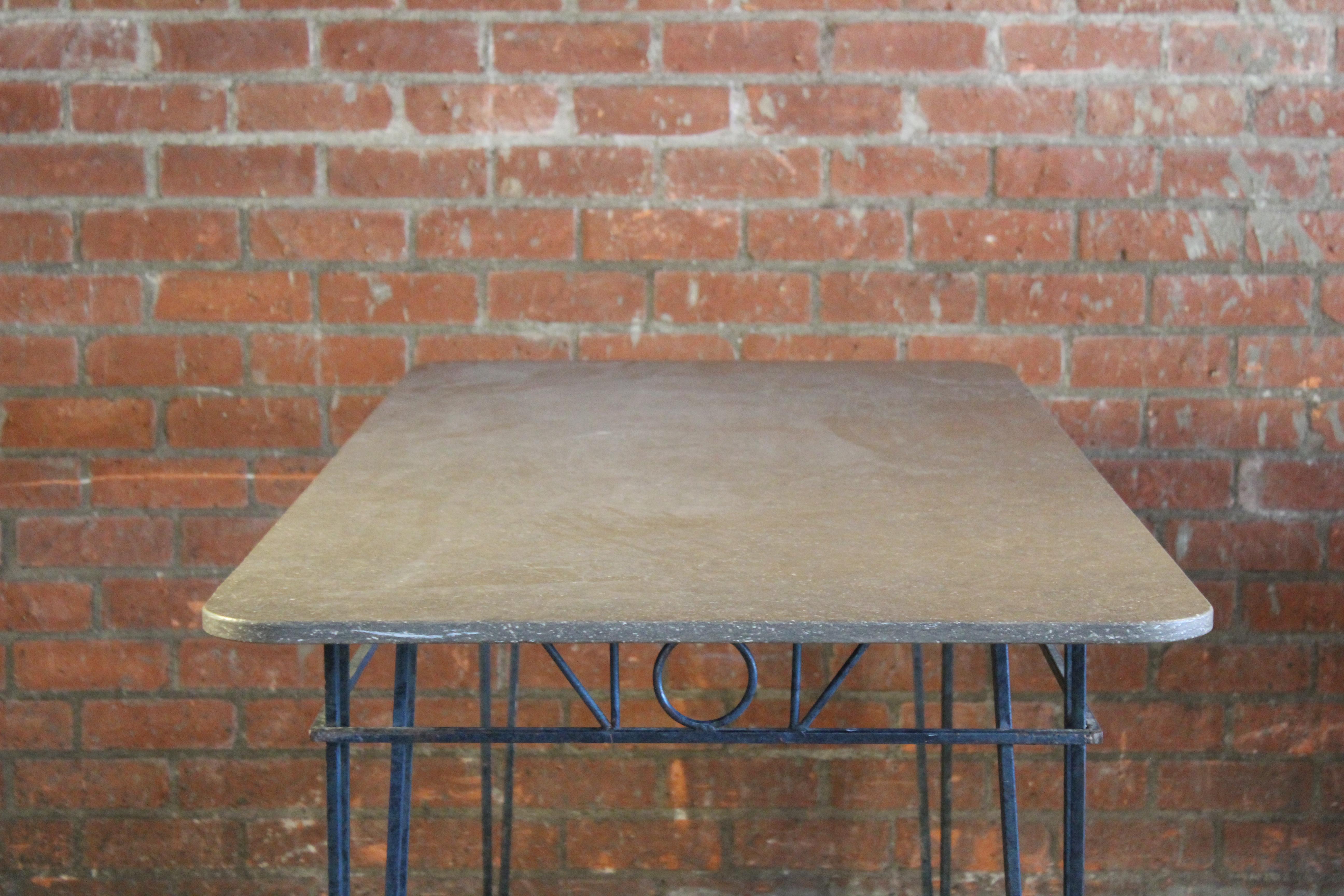 1950s French Iron and Stone Table For Sale 13