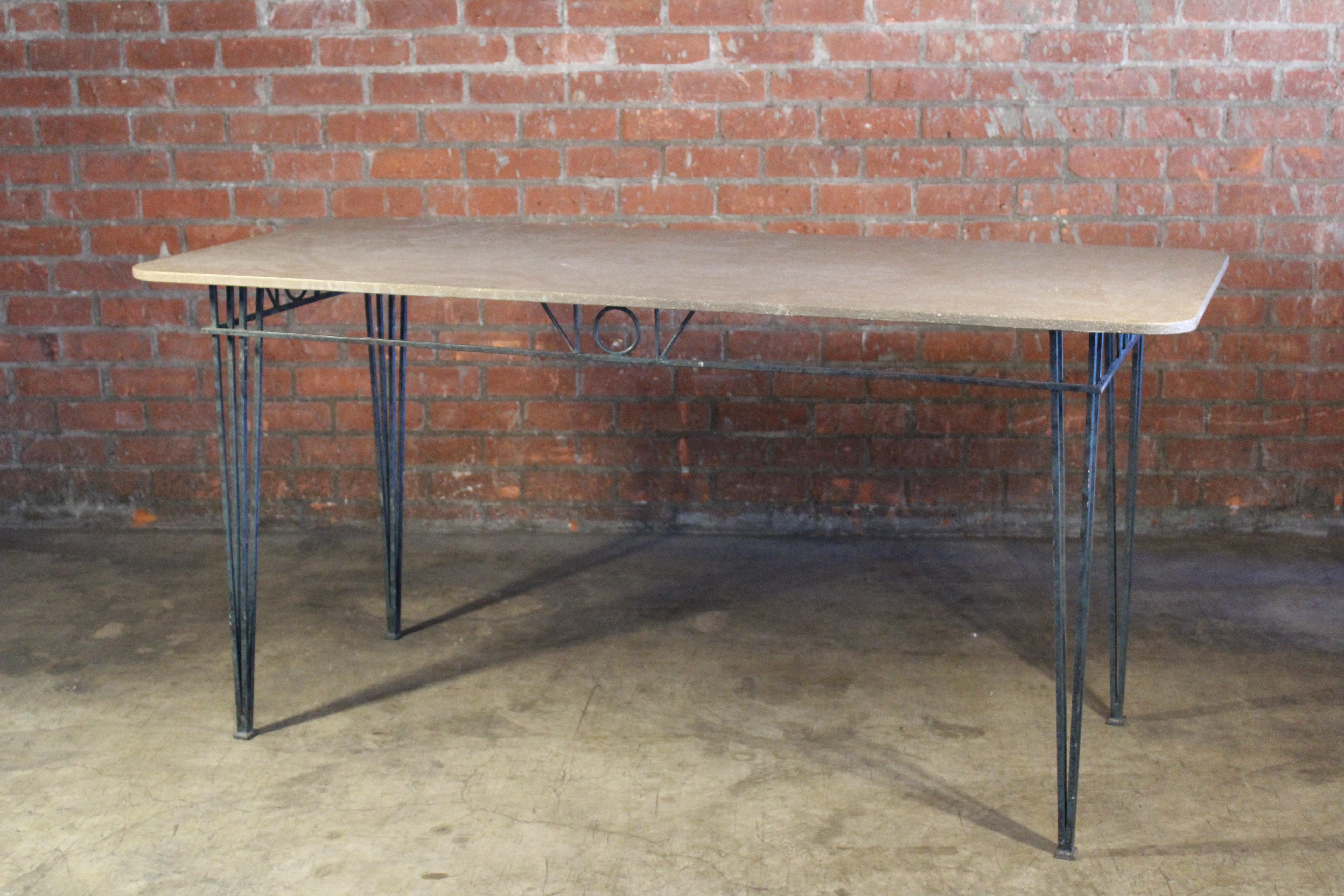 Mid-20th Century 1950s French Iron and Stone Table
