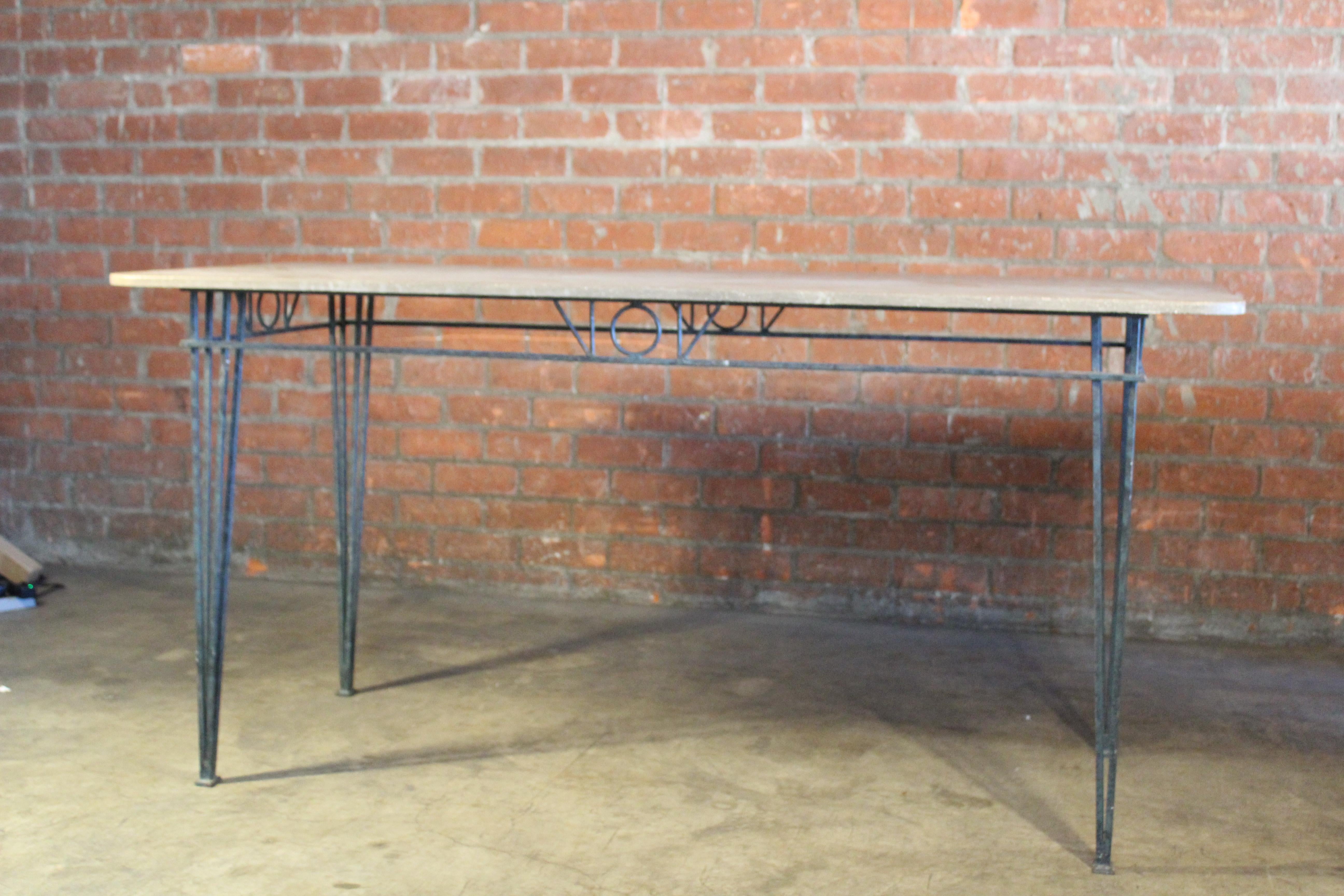 1950s French Iron and Stone Table 2