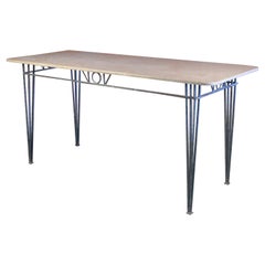 1950s French Iron and Stone Table