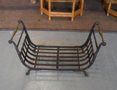 1950s French Iron & Bronze Firewood Rack