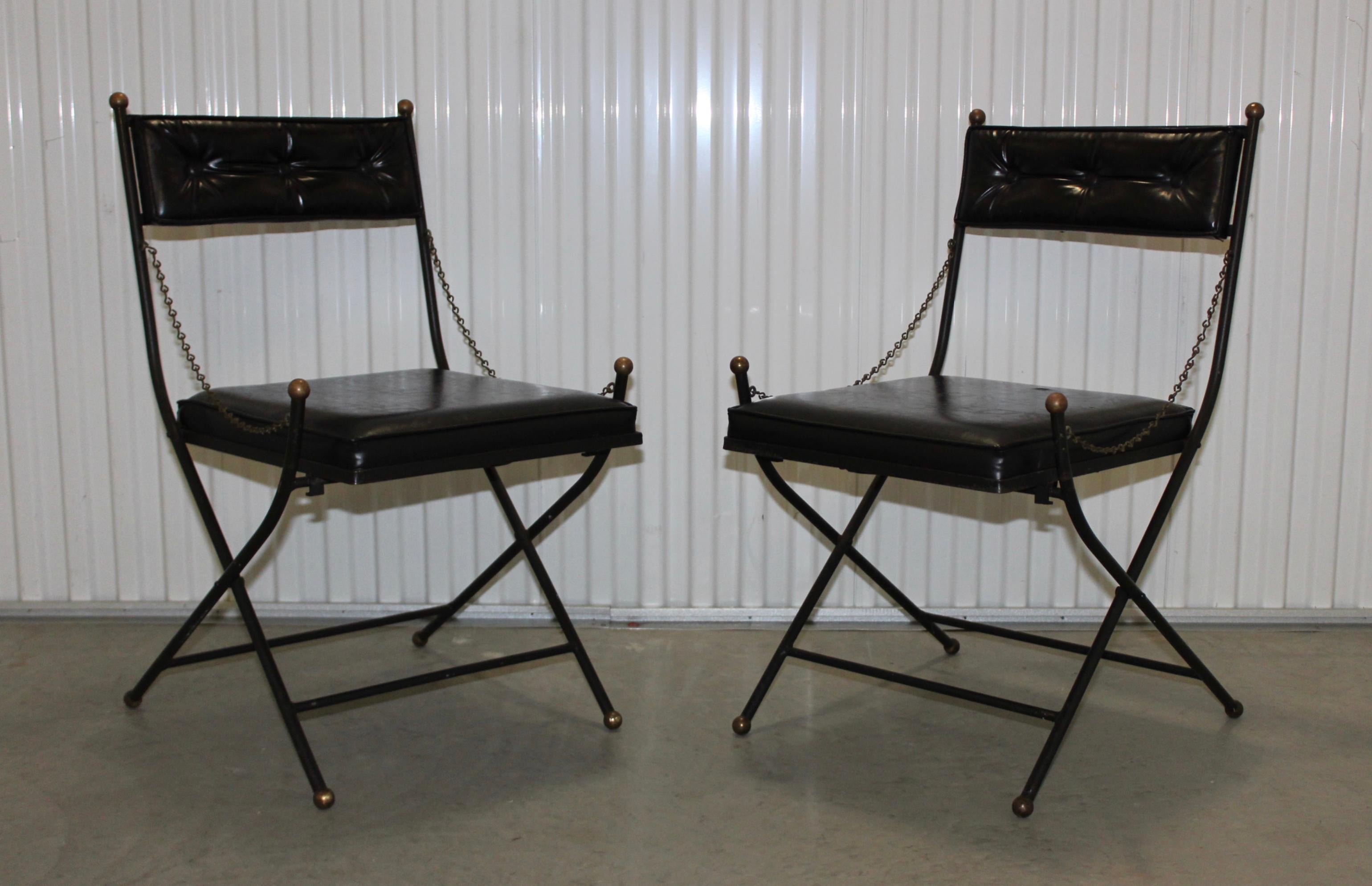 Mid-Century Modern 1950s French Iron Folding Chairs