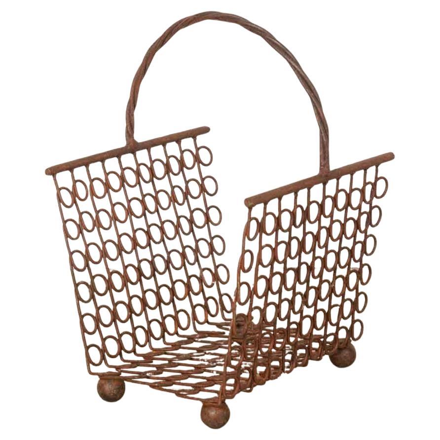 1950s French Modernist Iron Magazine Rack