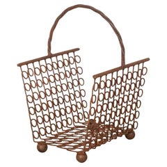 1950s French Modernist Iron Magazine Rack