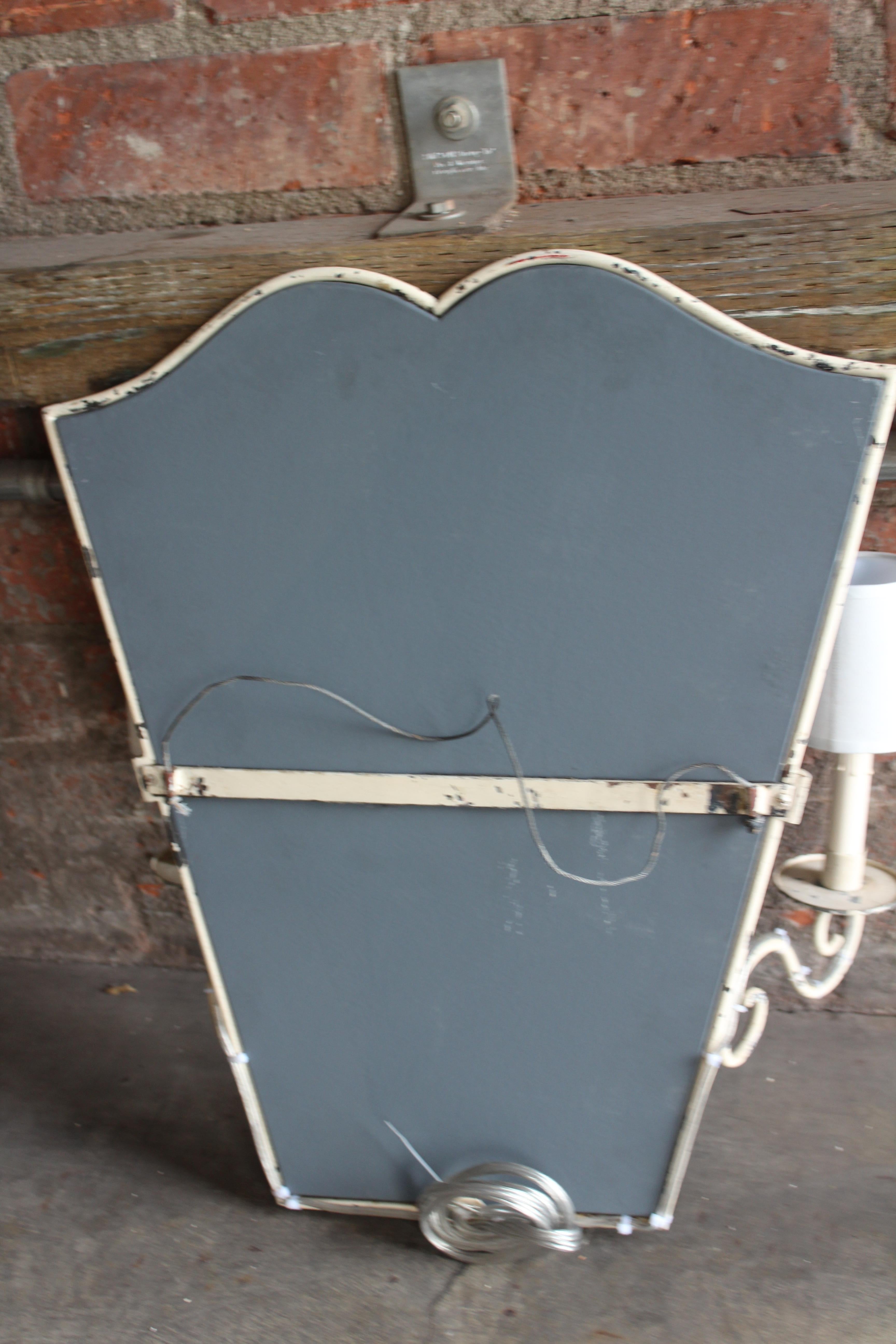 1950s French Iron Wall Mirror with Lights 15