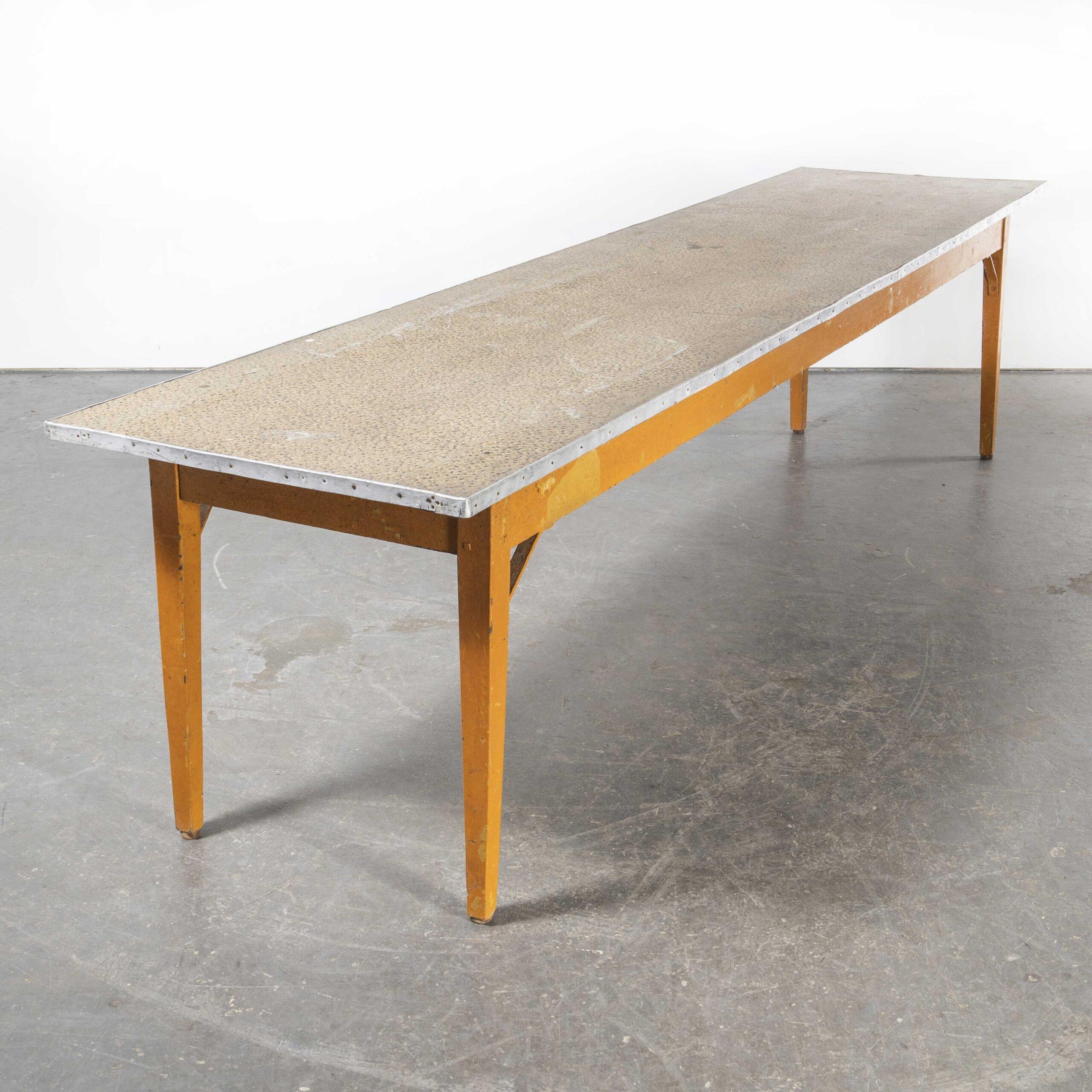 1950’s French Kitchen Rectangular Dining Table, Linoleum Top For Sale 4