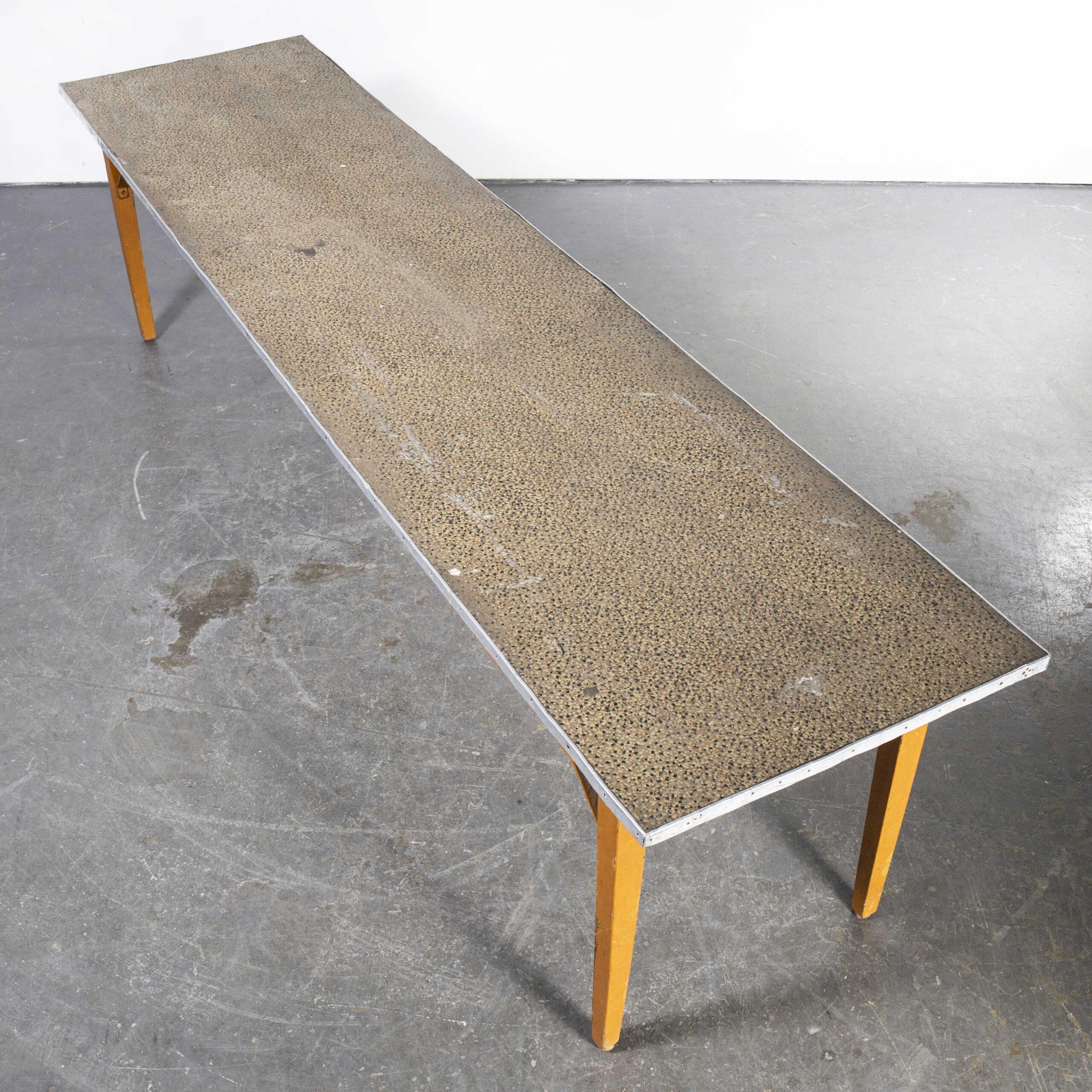 Mid-20th Century 1950’s French Kitchen Rectangular Dining Table, Linoleum Top For Sale