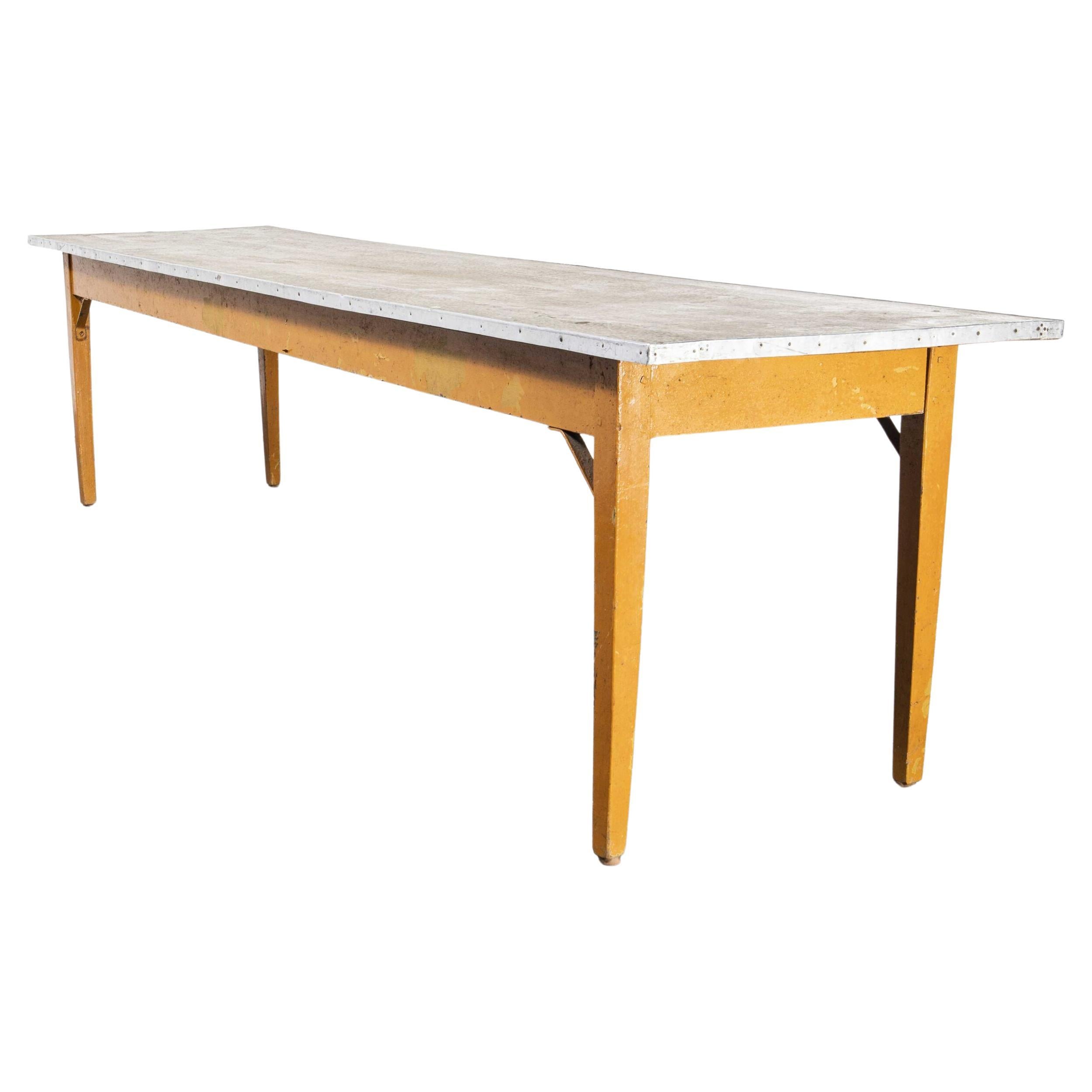 Table de salle à manger rectangulaire de cuisine française des années 1950, plateau en linoléum