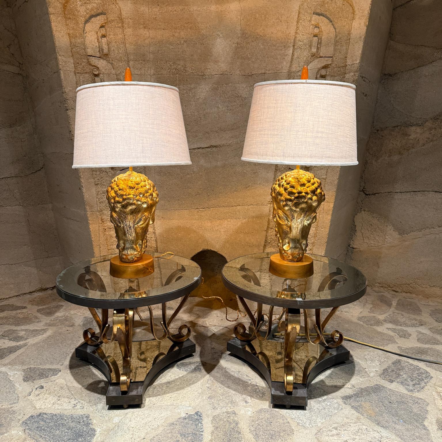 1950s Lamb's Head French Gold Leaf Table Lamps For Sale 12