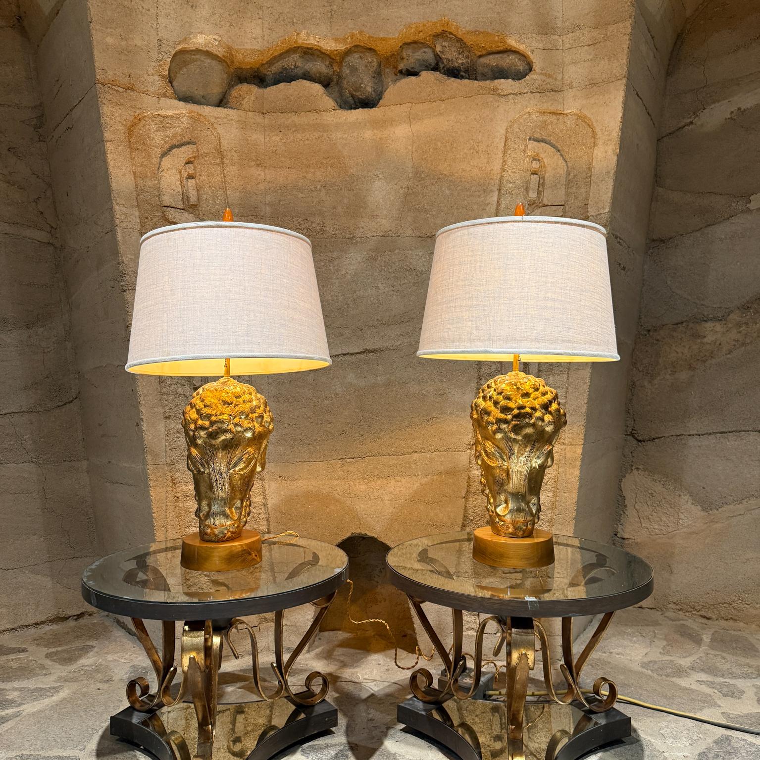 1950s Lamb's Head French Gold Leaf Table Lamps For Sale 13