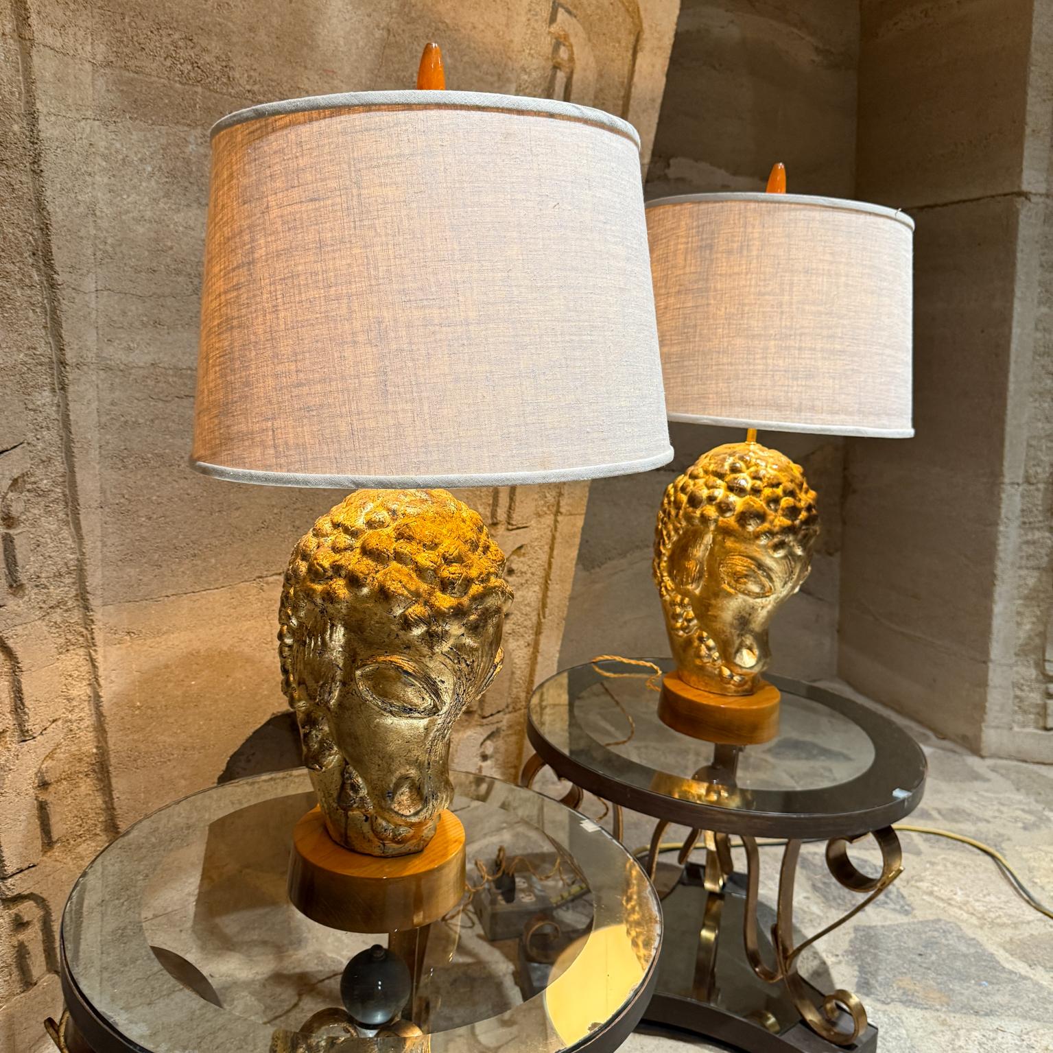 1950s Lamb's Head French Gold Leaf Table Lamps For Sale 14