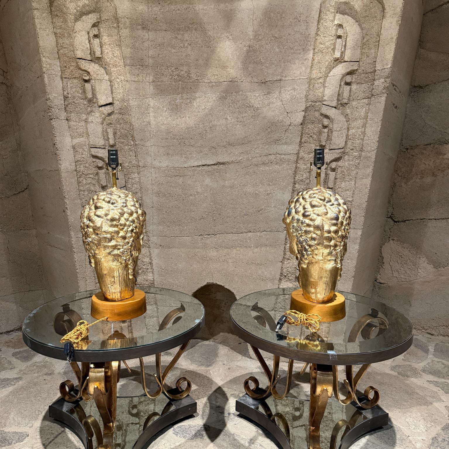 1950s Lamb's Head French Gold Leaf Table Lamps For Sale 1
