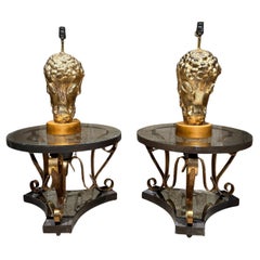 1950s Lamb's Head French Gold Leaf Table Lamps