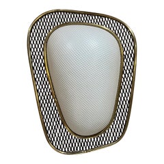 Lampada francese del 1950 in ottone con applique di Mathieu Matégot