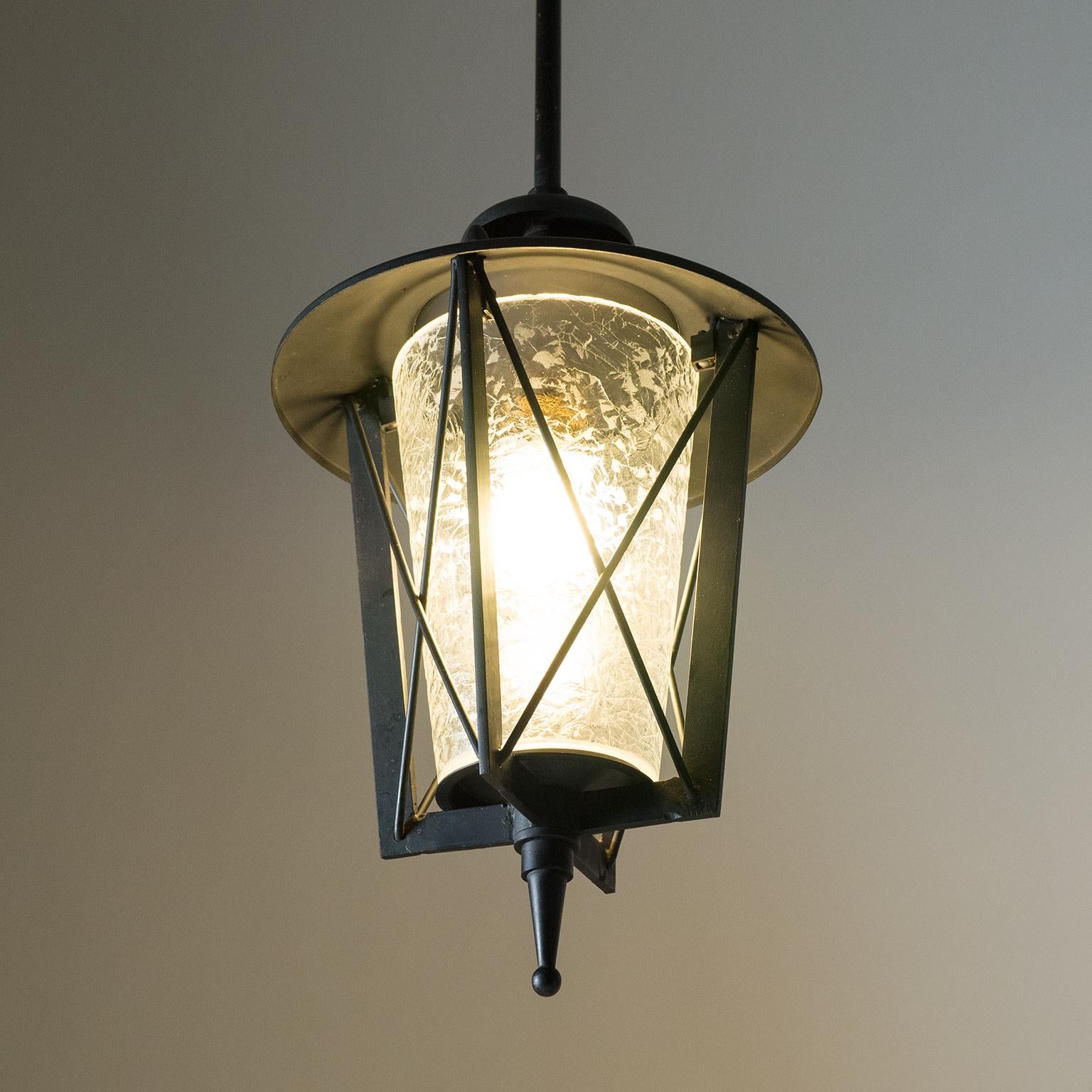1950s French Lantern with Chiseled Glass 1