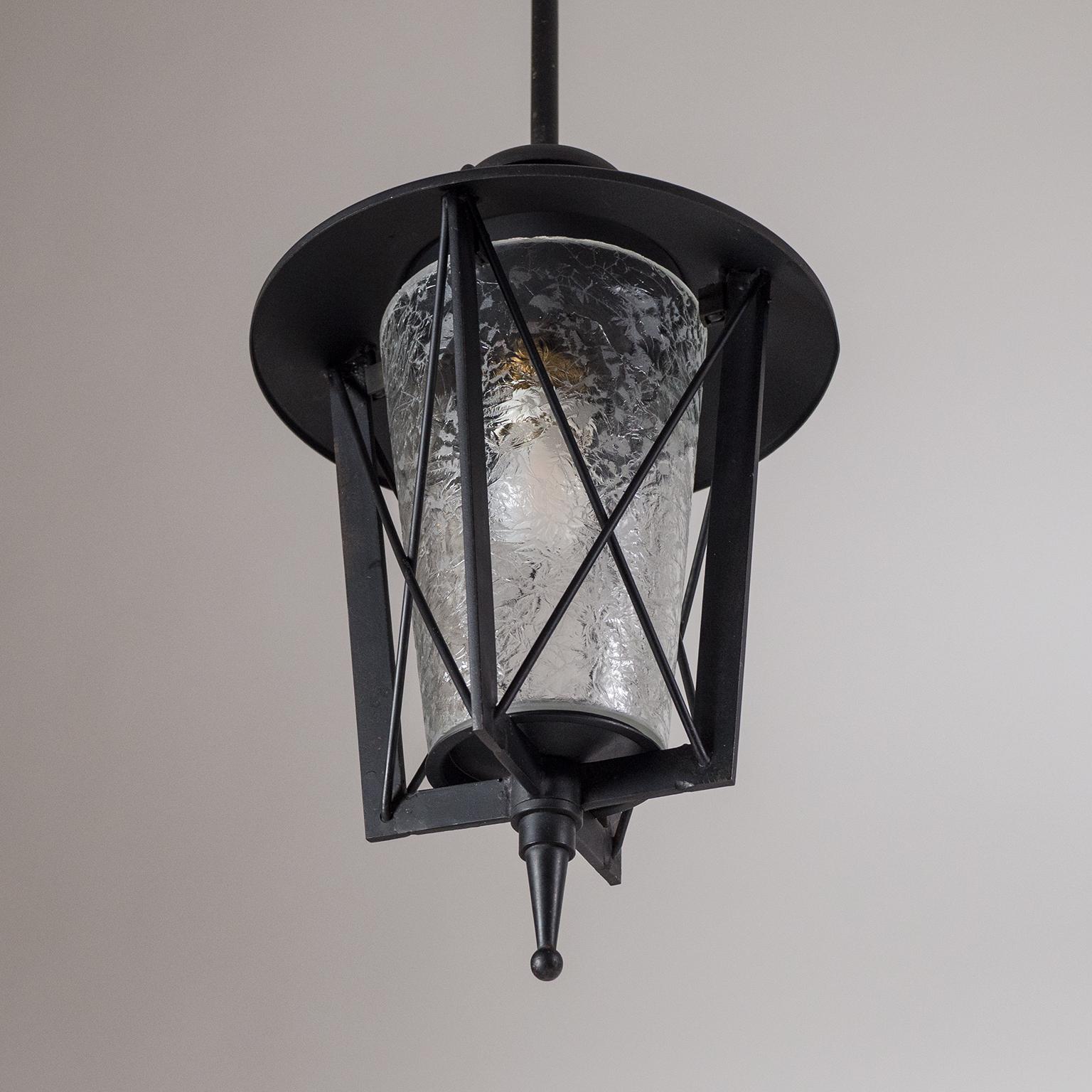 1950s French Lantern with Chiseled Glass 2