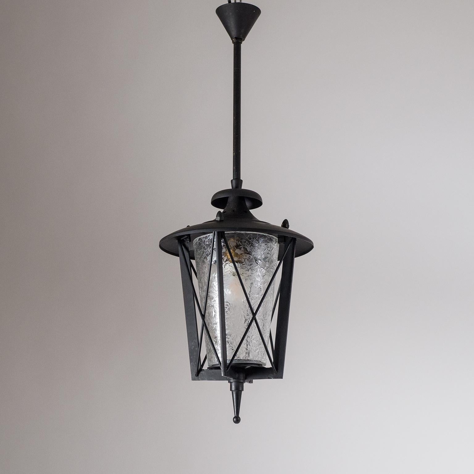 1950s French Lantern with Chiseled Glass 3