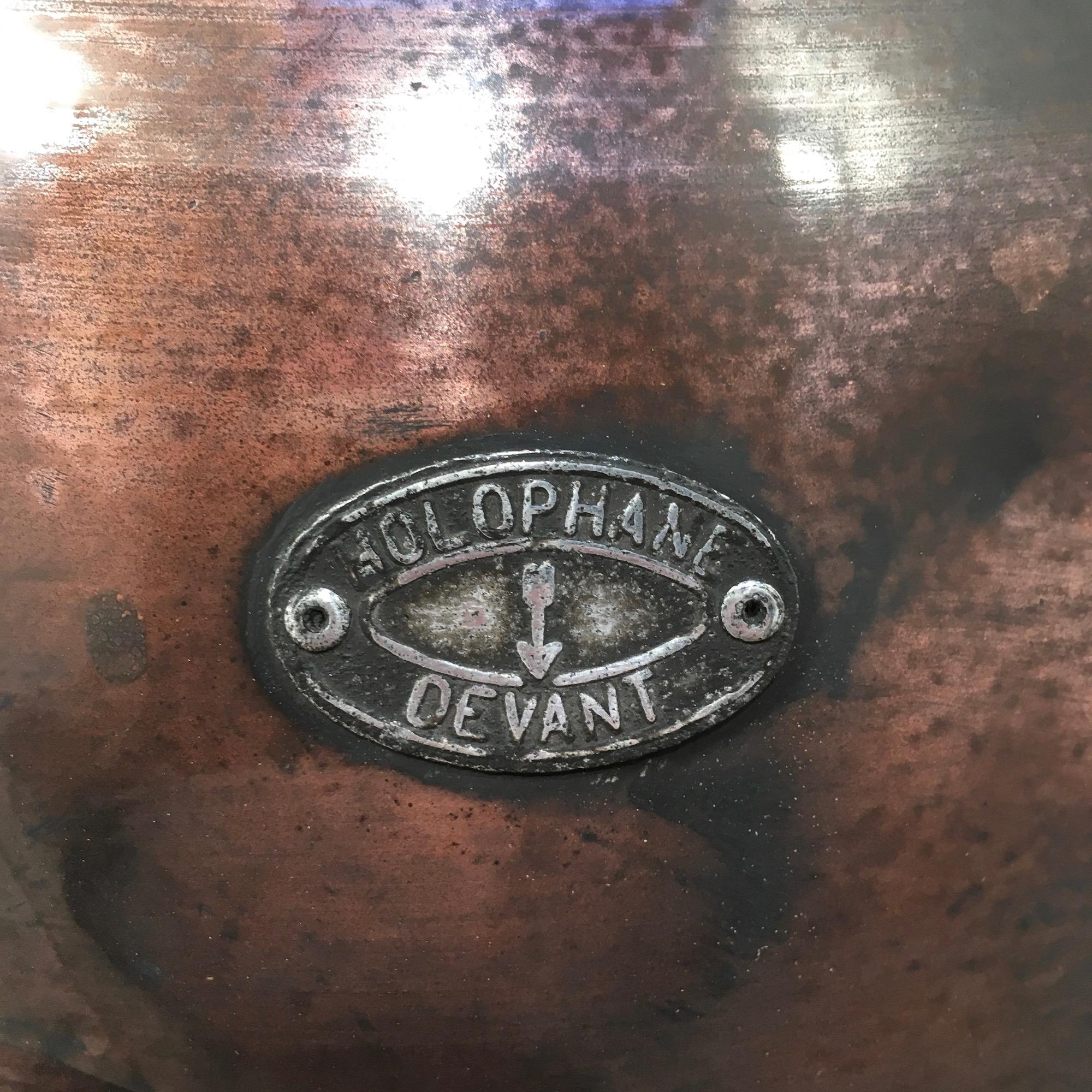 1950s French Large Copper Floor Lamp by Holophane For Sale 2