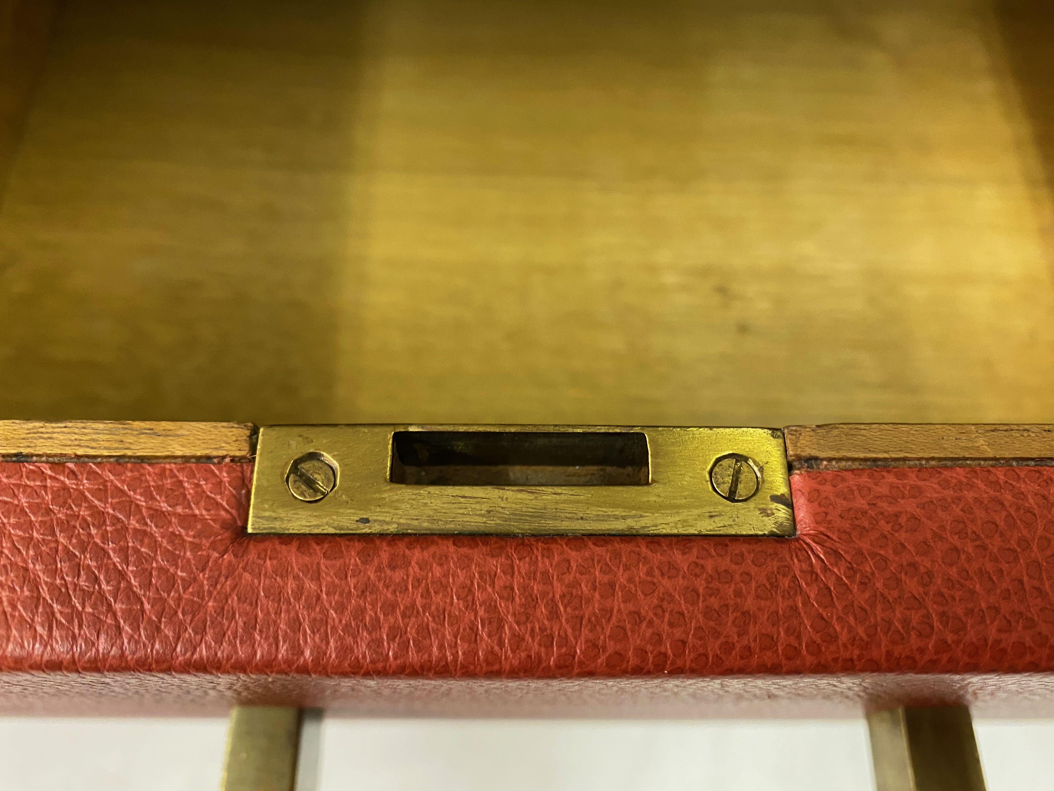 1950s French Leather and Brass Desk by Paul Dupré-Lafon 5