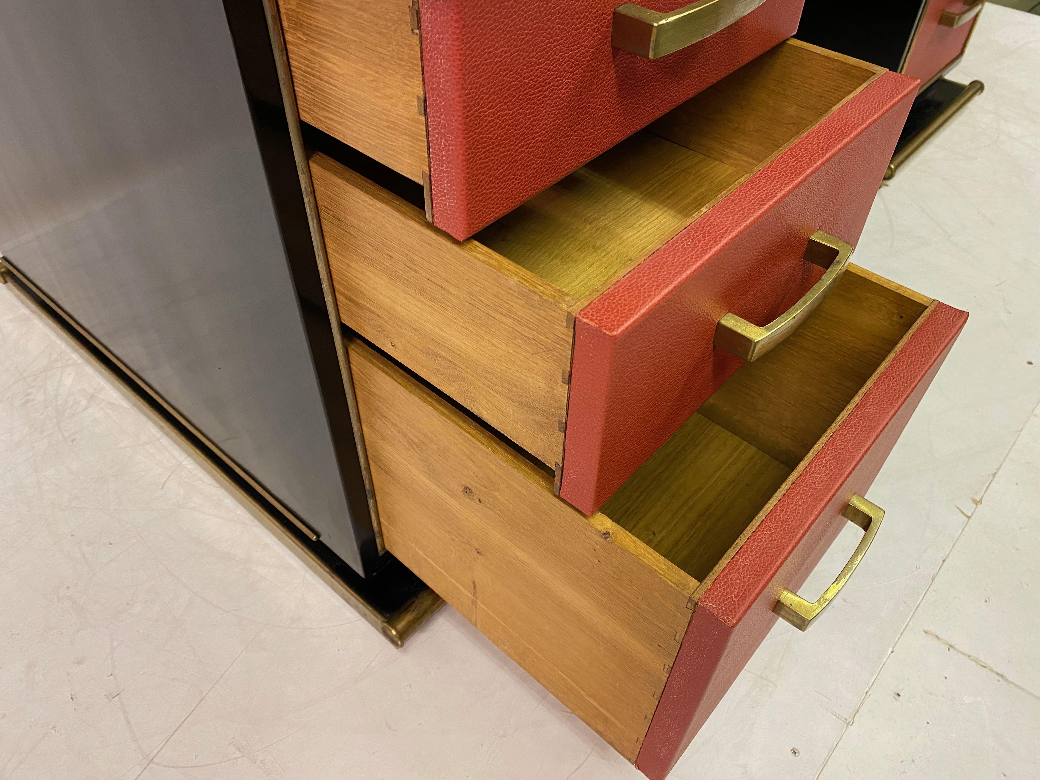 1950s French Leather and Brass Desk by Paul Dupré-Lafon 2