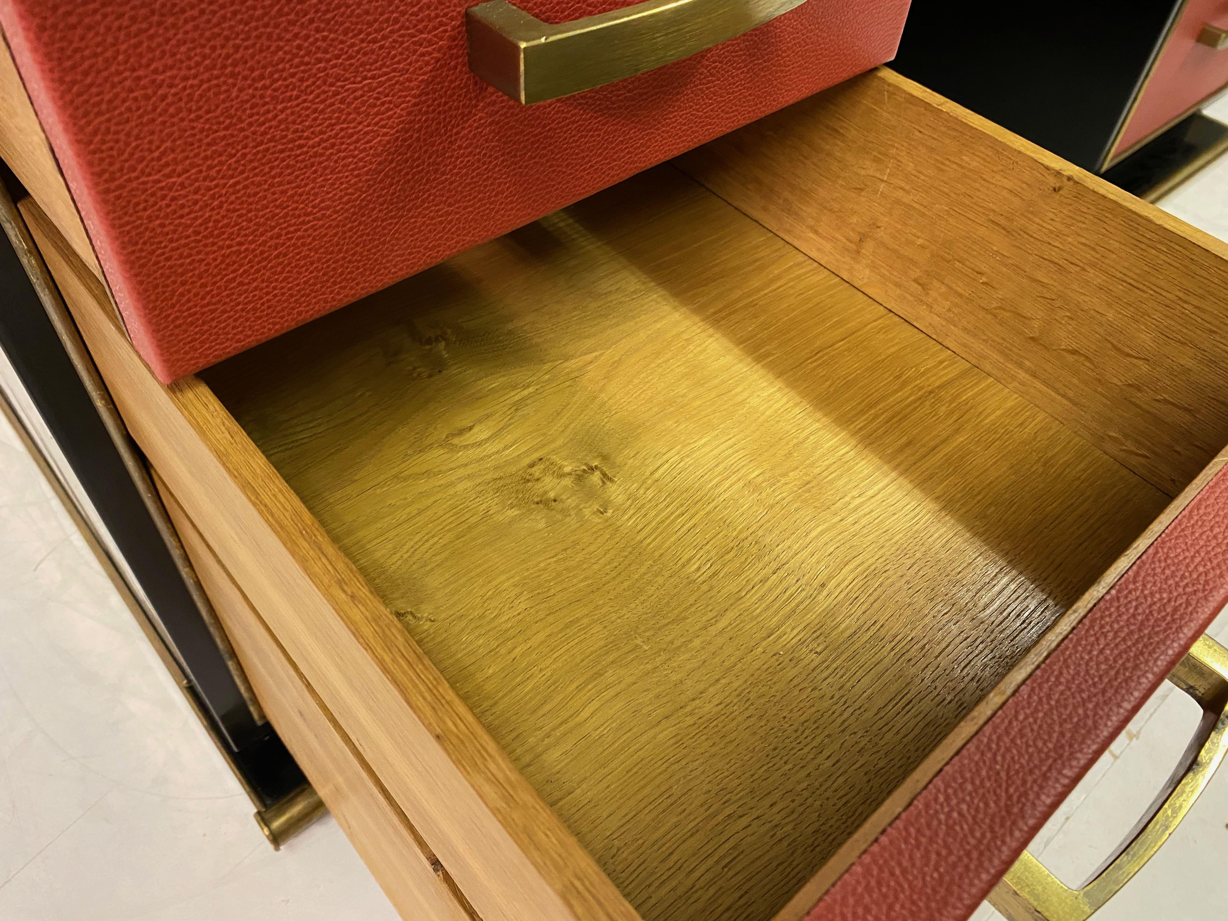 1950s French Leather and Brass Desk by Paul Dupré-Lafon 3