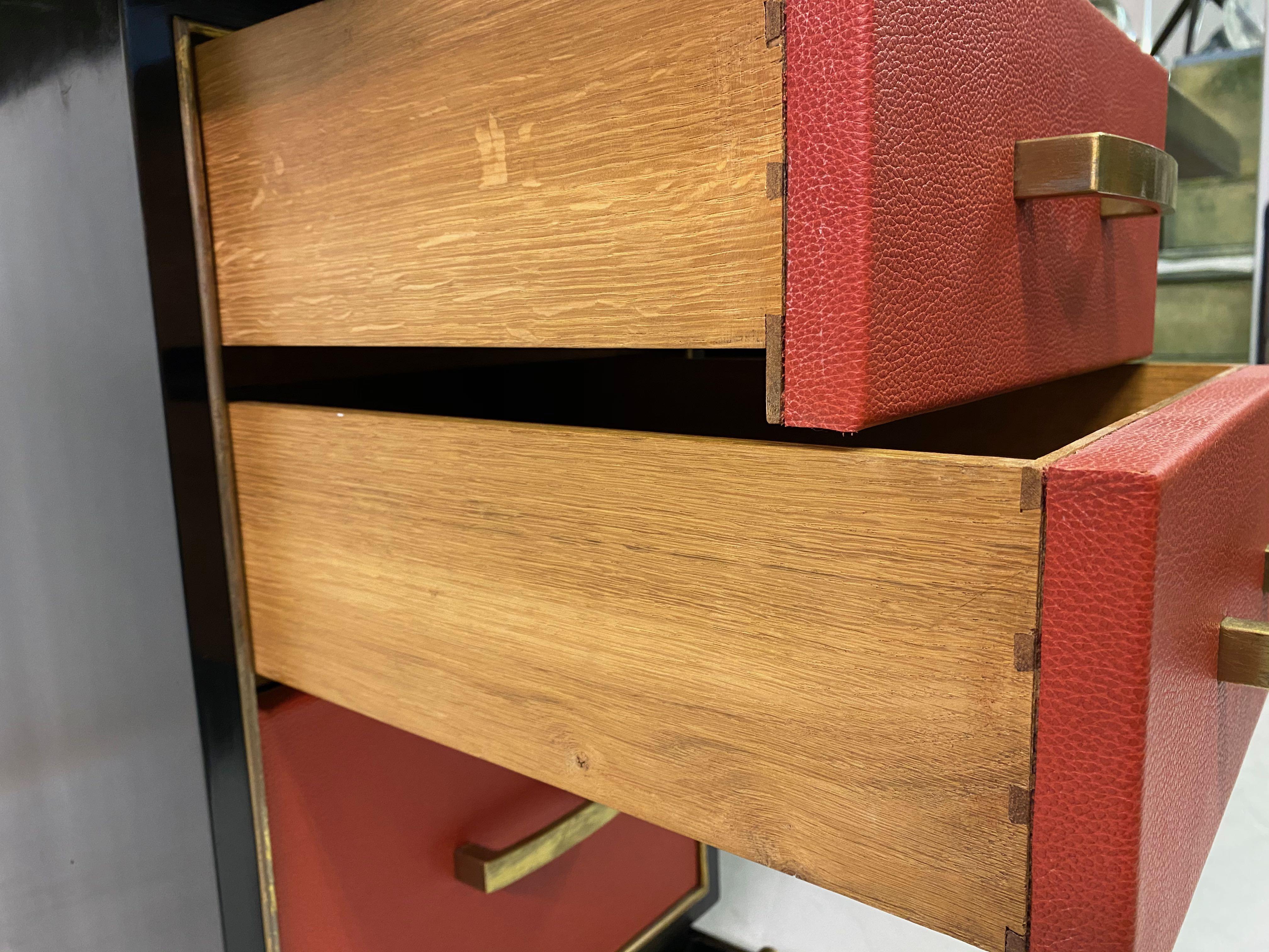 1950s French Leather and Brass Desk by Paul Dupré-Lafon 4