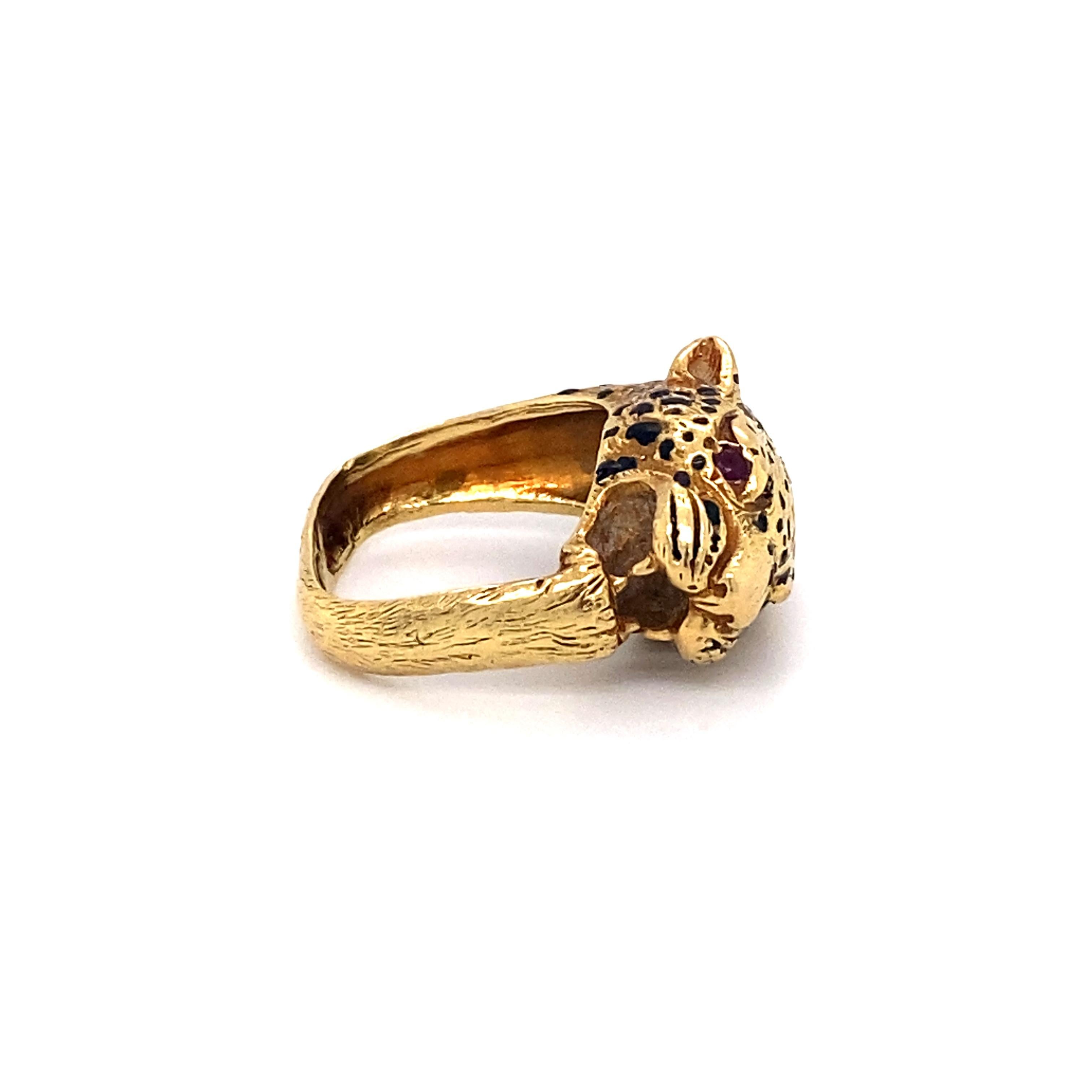 gold tiger ring with ruby eyes