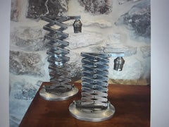 1950's French Loft MCM Large Chromed "Zig Zag" Extension Adjustable Wall Sconces