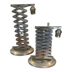 1950's French Loft MCM Large Chromed "Zig Zag" Extension Adjustable Wall Sconces