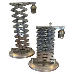 1950's French Loft MCM Large Chromed "Zig Zag" Extension Adjustable Wall Sconces