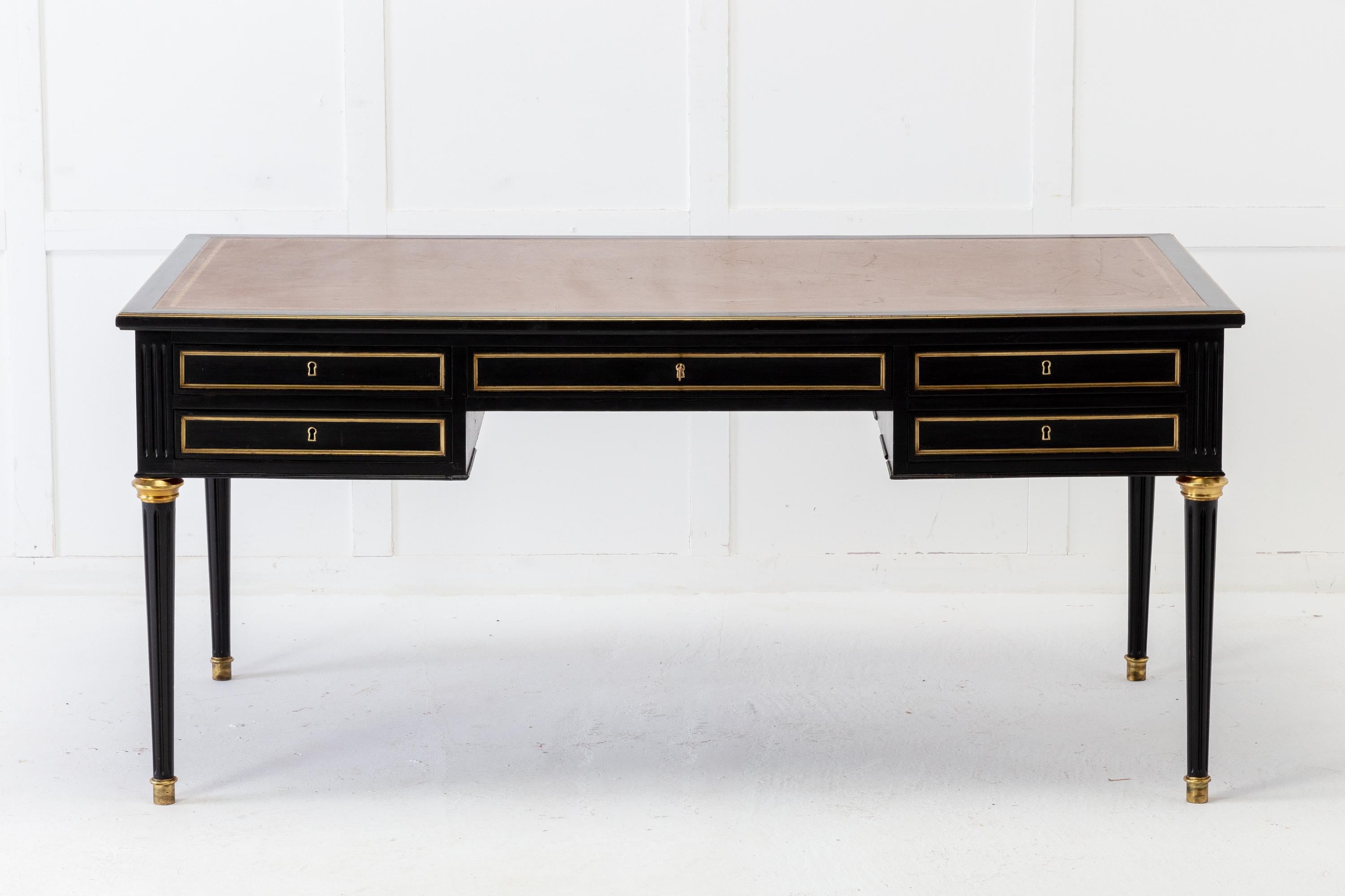 1950s French Louis XVI-Style Ebonised Desk In Good Condition In Gloucestershire, GB