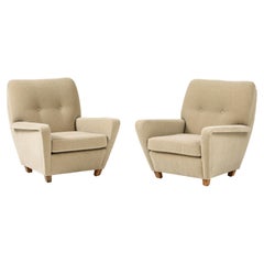 1950's French Lounge Chairs Upholstered In Donghia Mohair Fabric