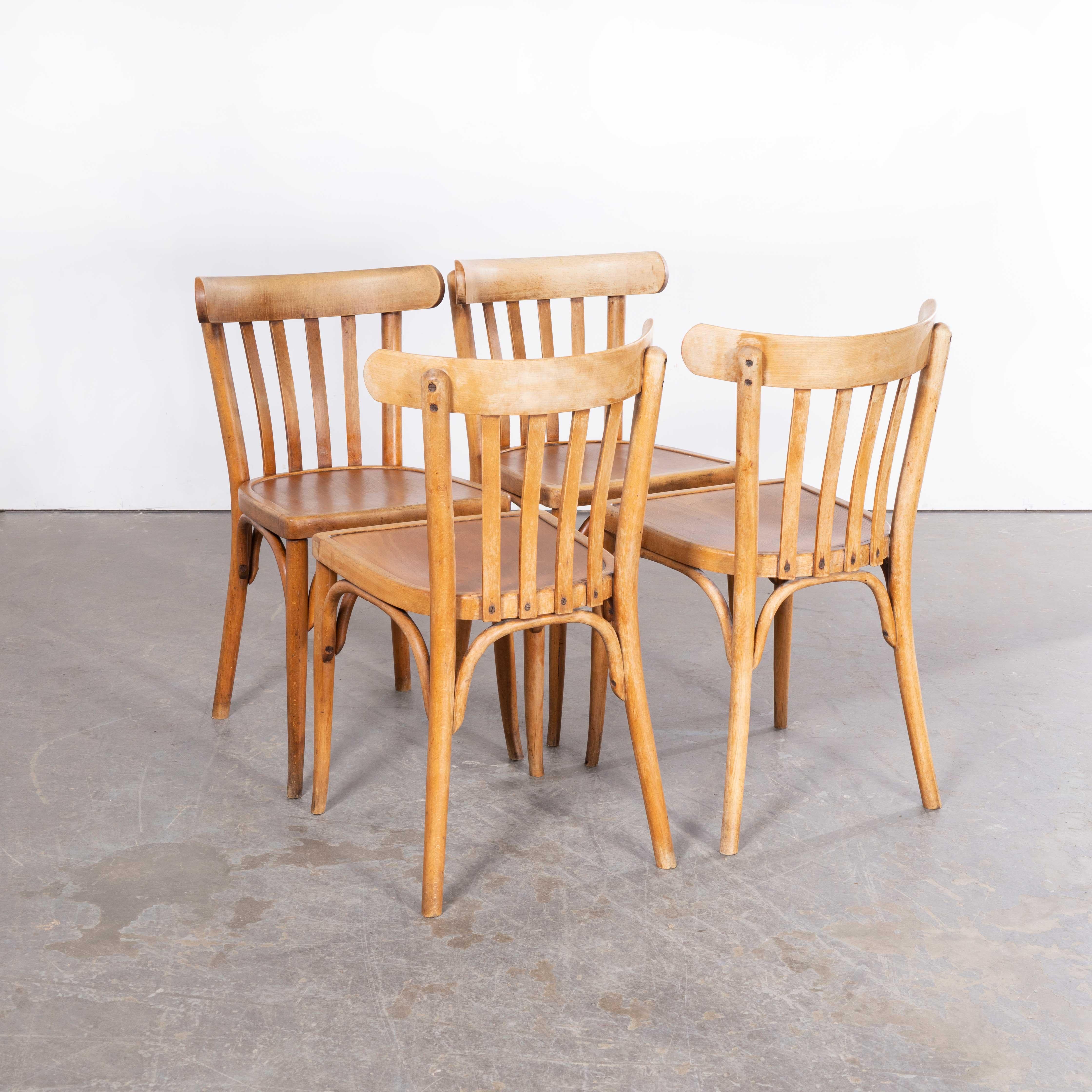 1950’s French Luterma Bleached Bentwood Chairs – Set of Four In Good Condition In Hook, Hampshire