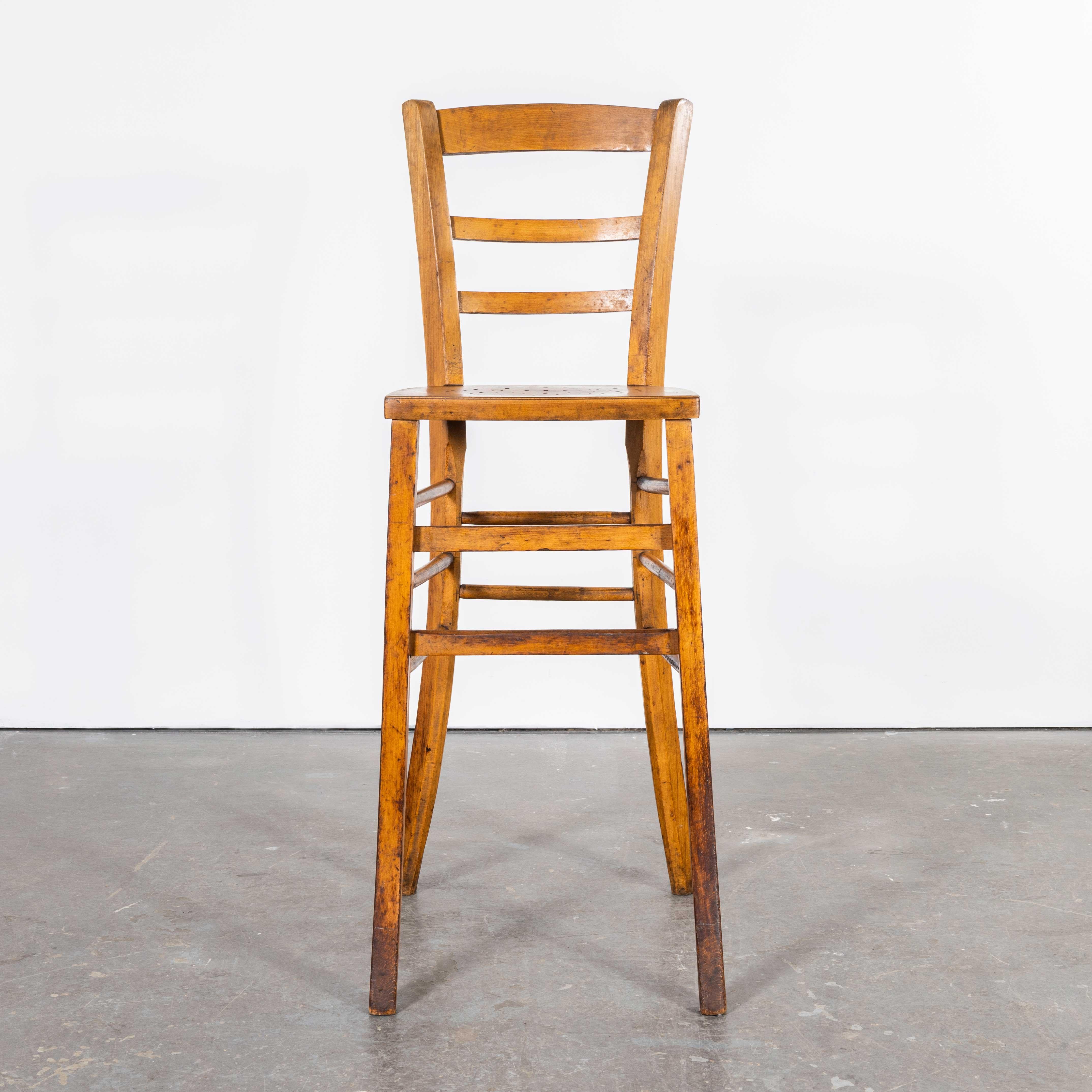 Mid-20th Century 1950's French Luterma Blonde Bentwood Dining Chair - Bar Chair For Sale