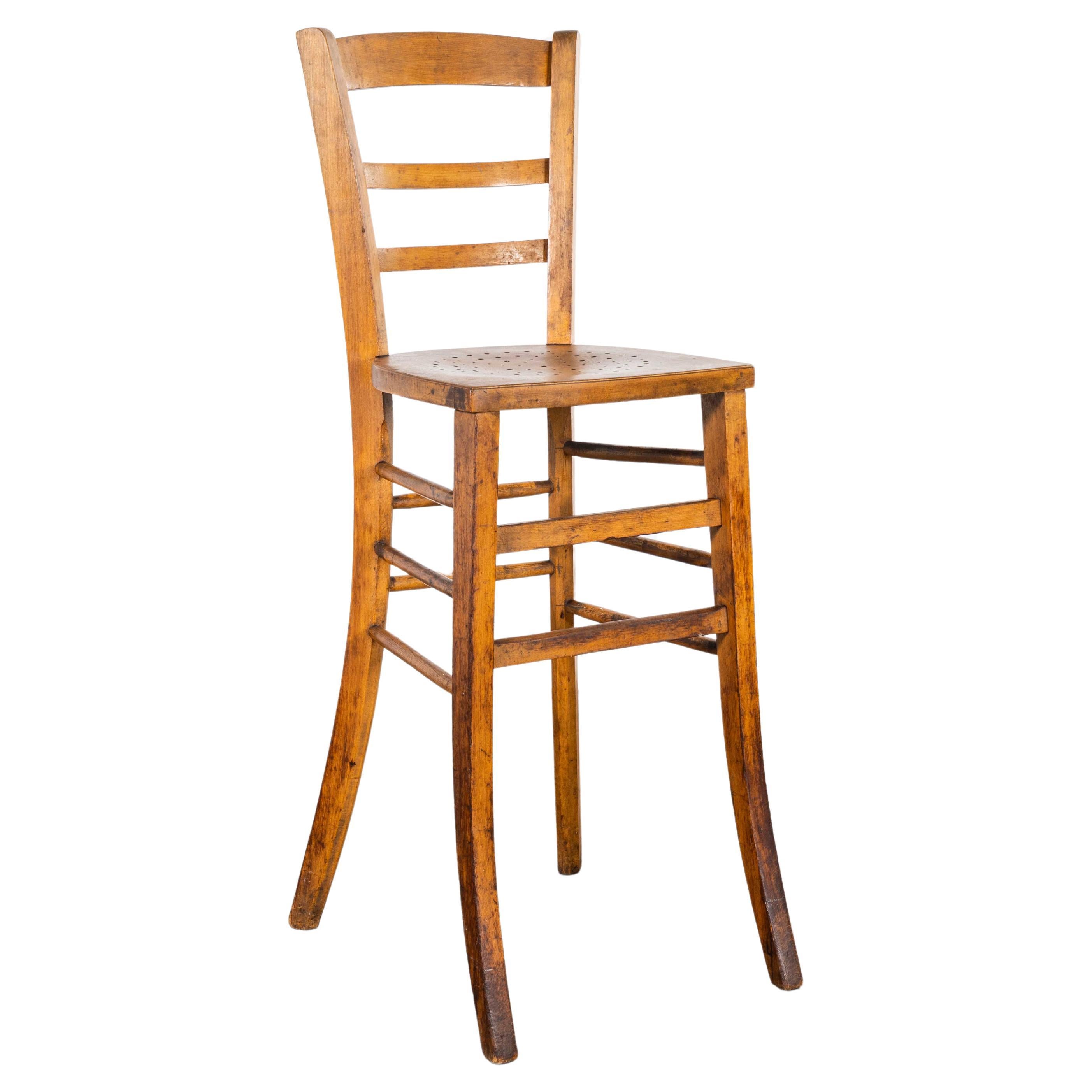 1950's French Luterma Blonde Bentwood Dining Chair - Bar Chair