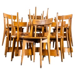 Französische Luterma-Esszimmerstühle aus gebogenem Holz mit Kreuzfuß aus den 1950er Jahren – 6er-Set