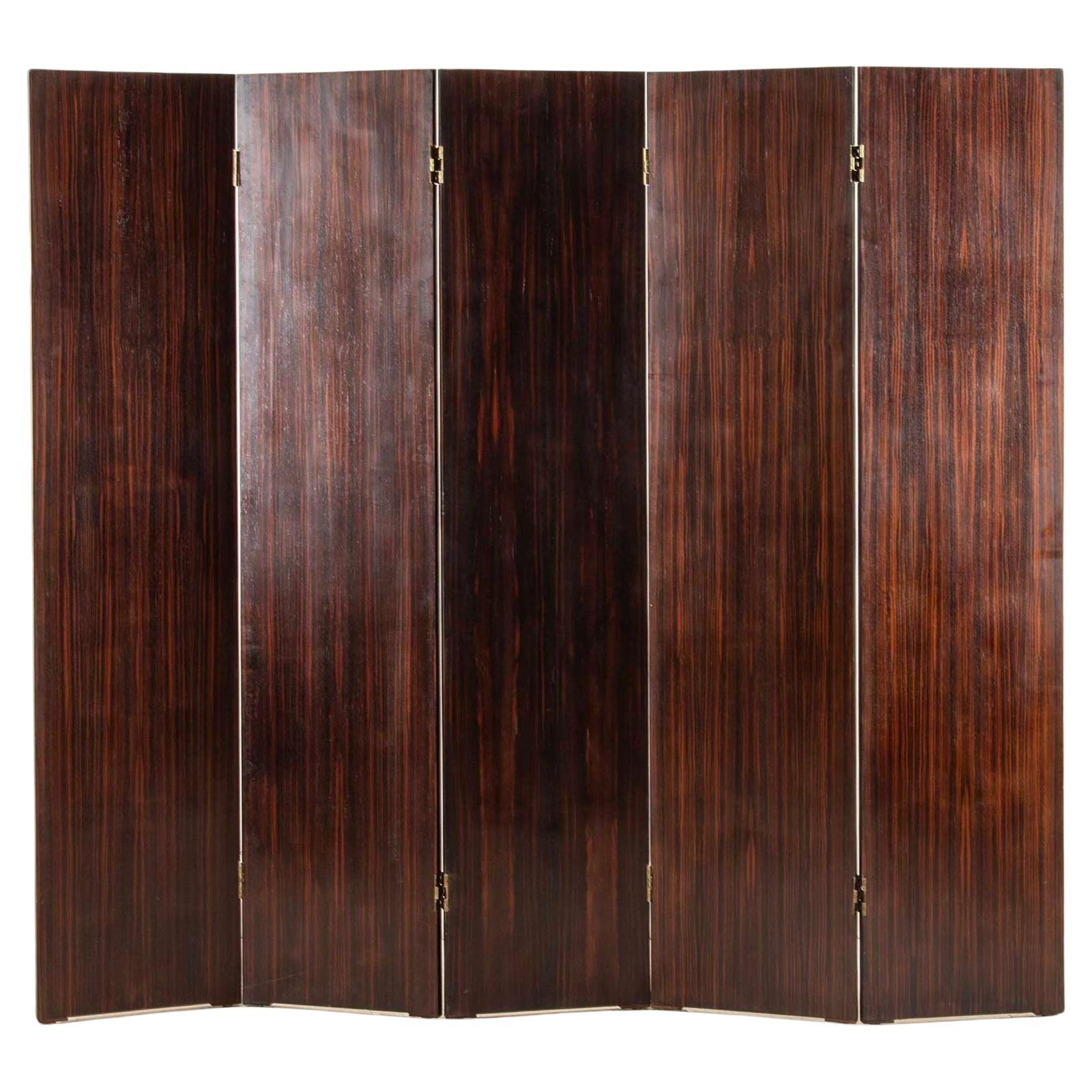 Paravento francese in ebano Macassar del 1950 in vendita