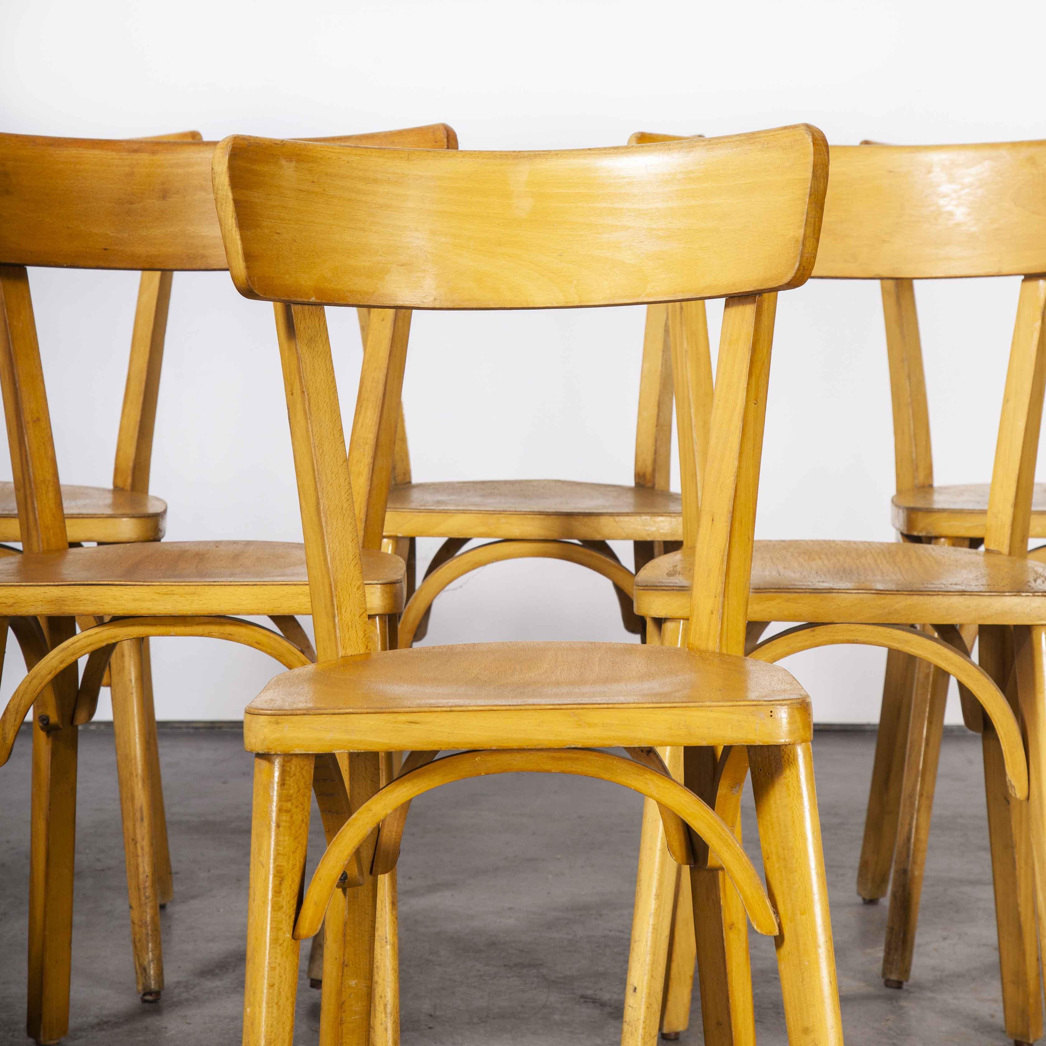 Estonien Chaises de salle à manger en bois benterma de fabrication française des années 1950, ensemble de six chaises 