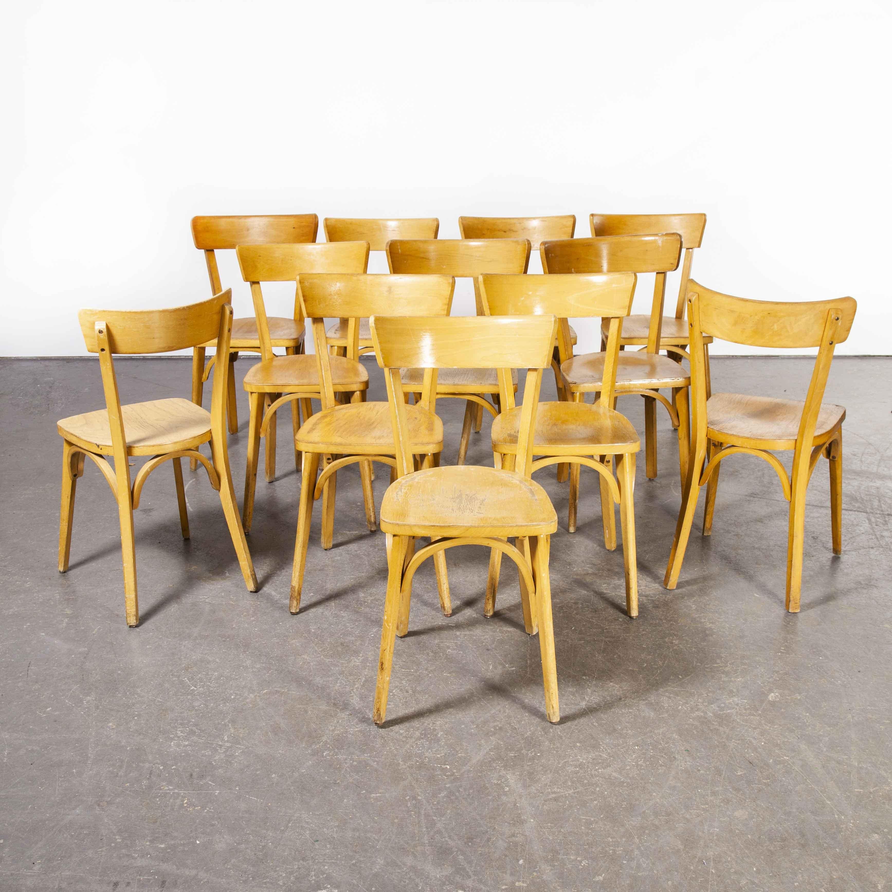 1950's French Made Luterma Bentwood Dining Chairs, Set of Twelve 'Model OB' For Sale 7