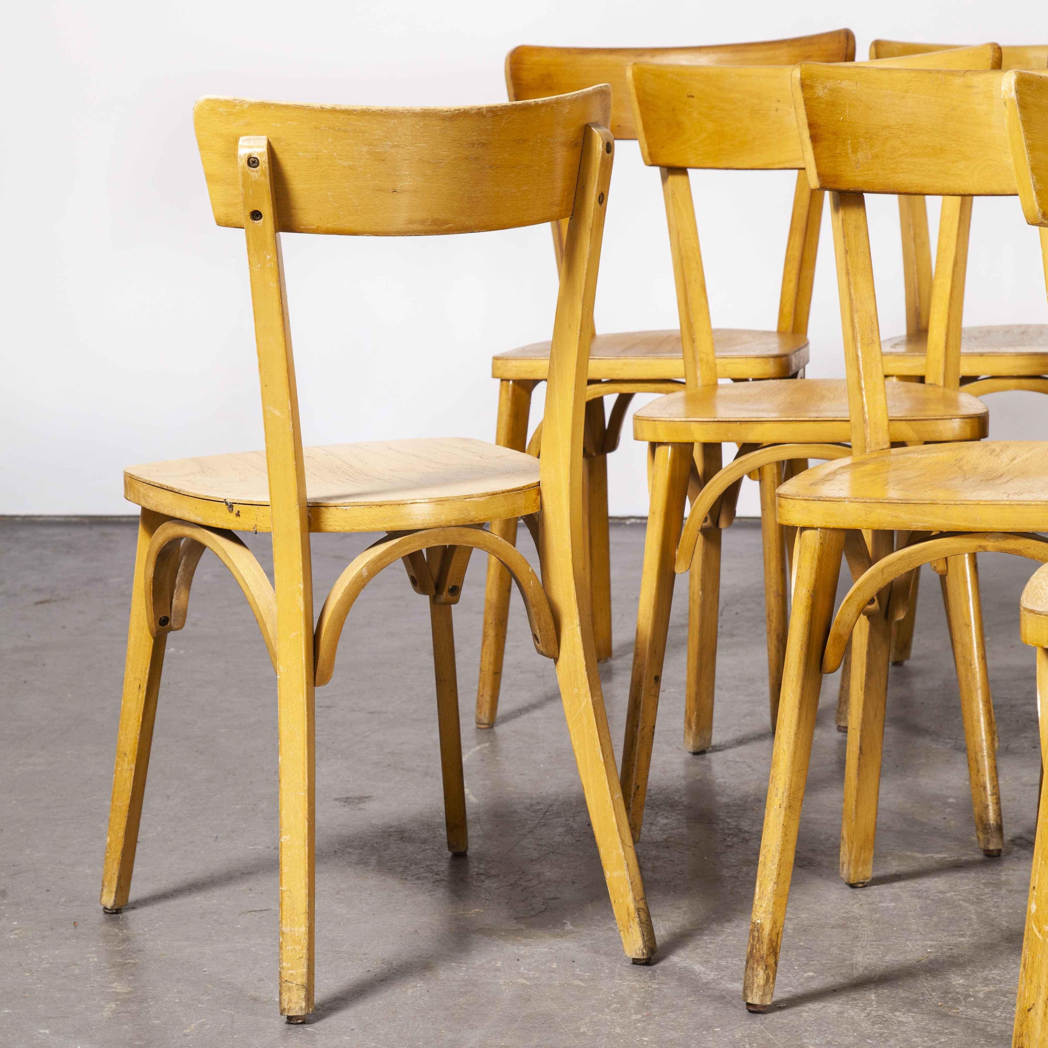 1950's French Made Luterma Bentwood Dining Chairs, Set of Twelve 'Model OB' For Sale 4