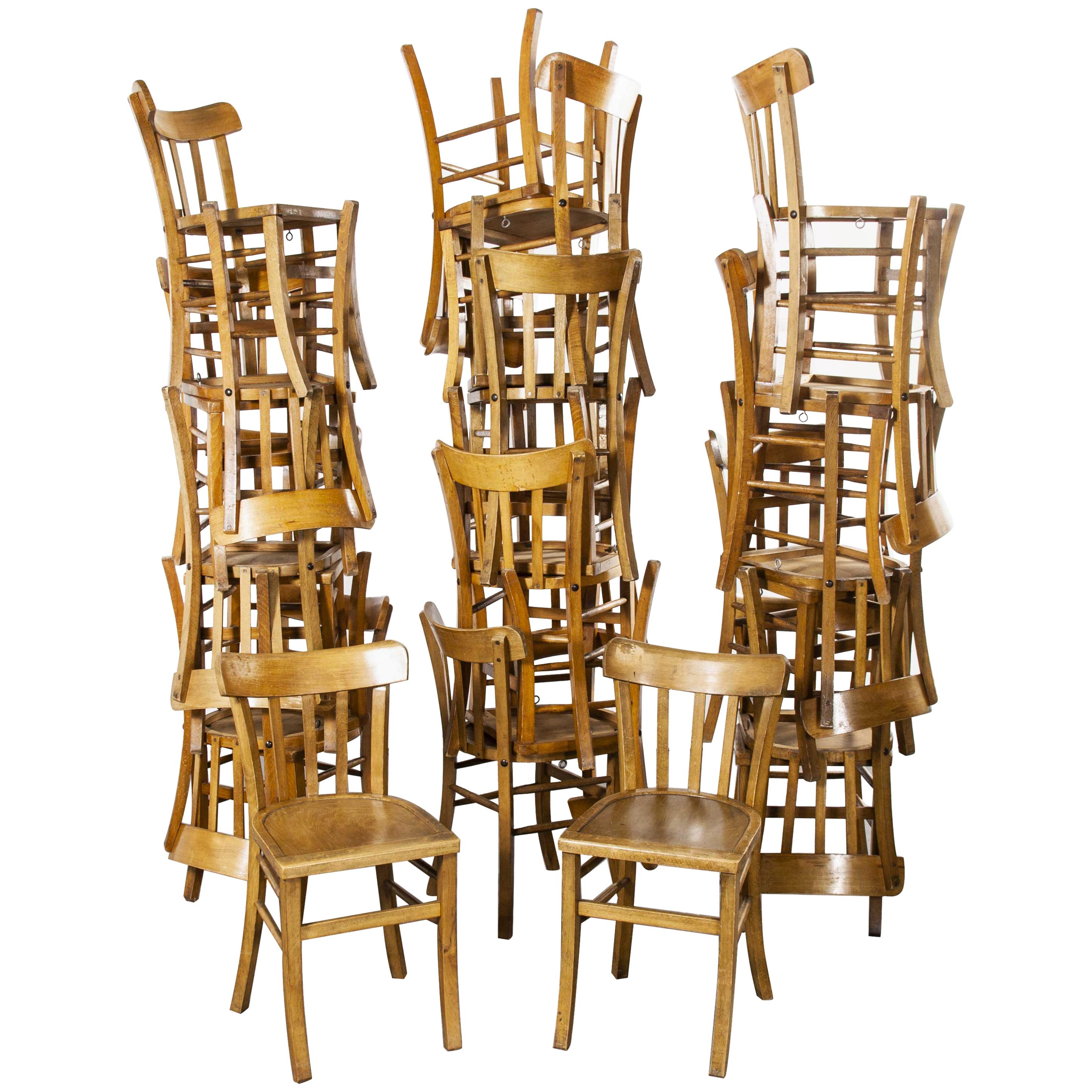 1950s French Made Luterma Bentwood Dining Chairs, Set of Twenty Four 'Model 3'